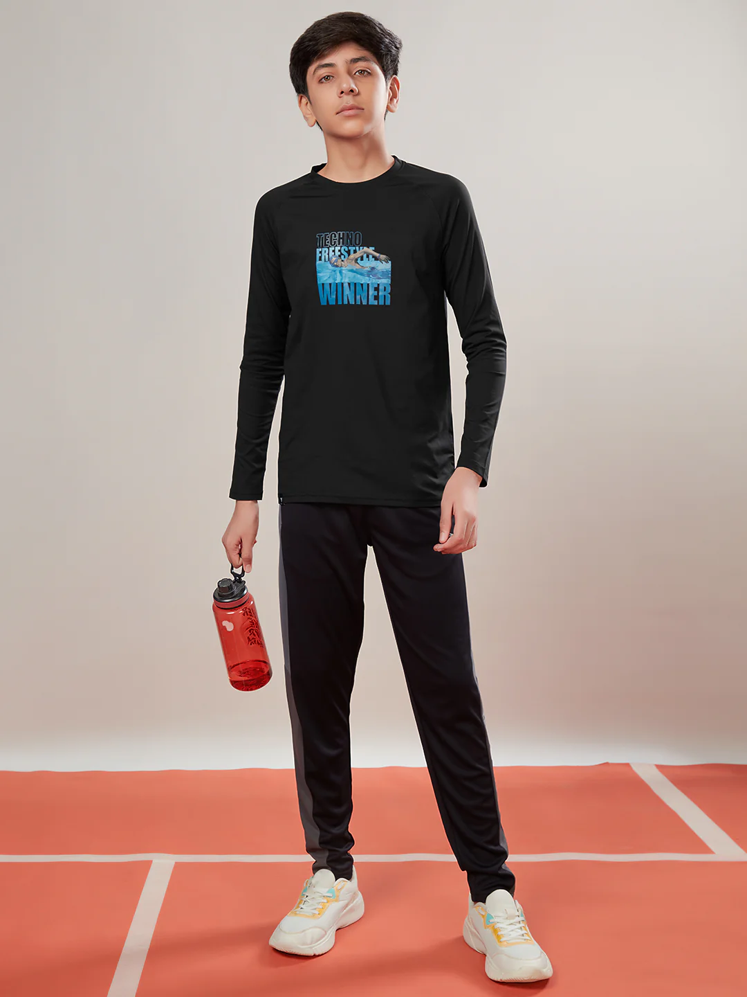 Boys Solid Slim Fit Round Neck Sports T-shirt with COTFLEX - Image 4
