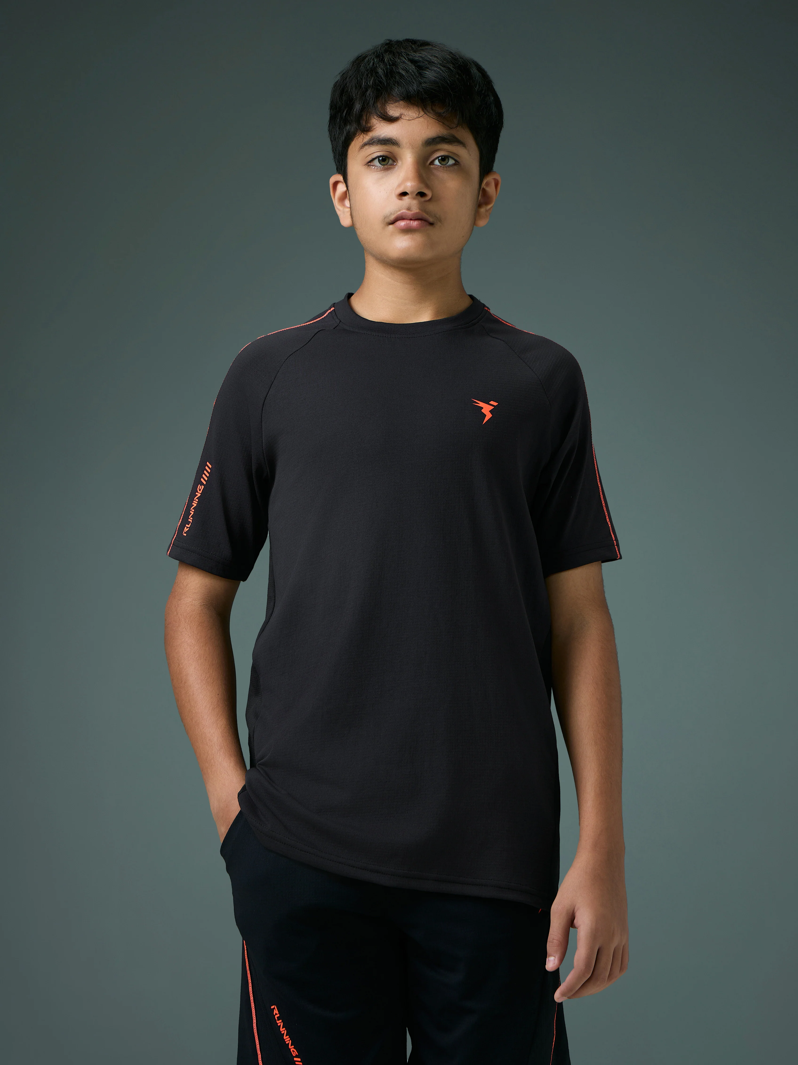 Boys Solid Slim Fit Round Neck Sports T-shirt with COTFLEX - Image 2