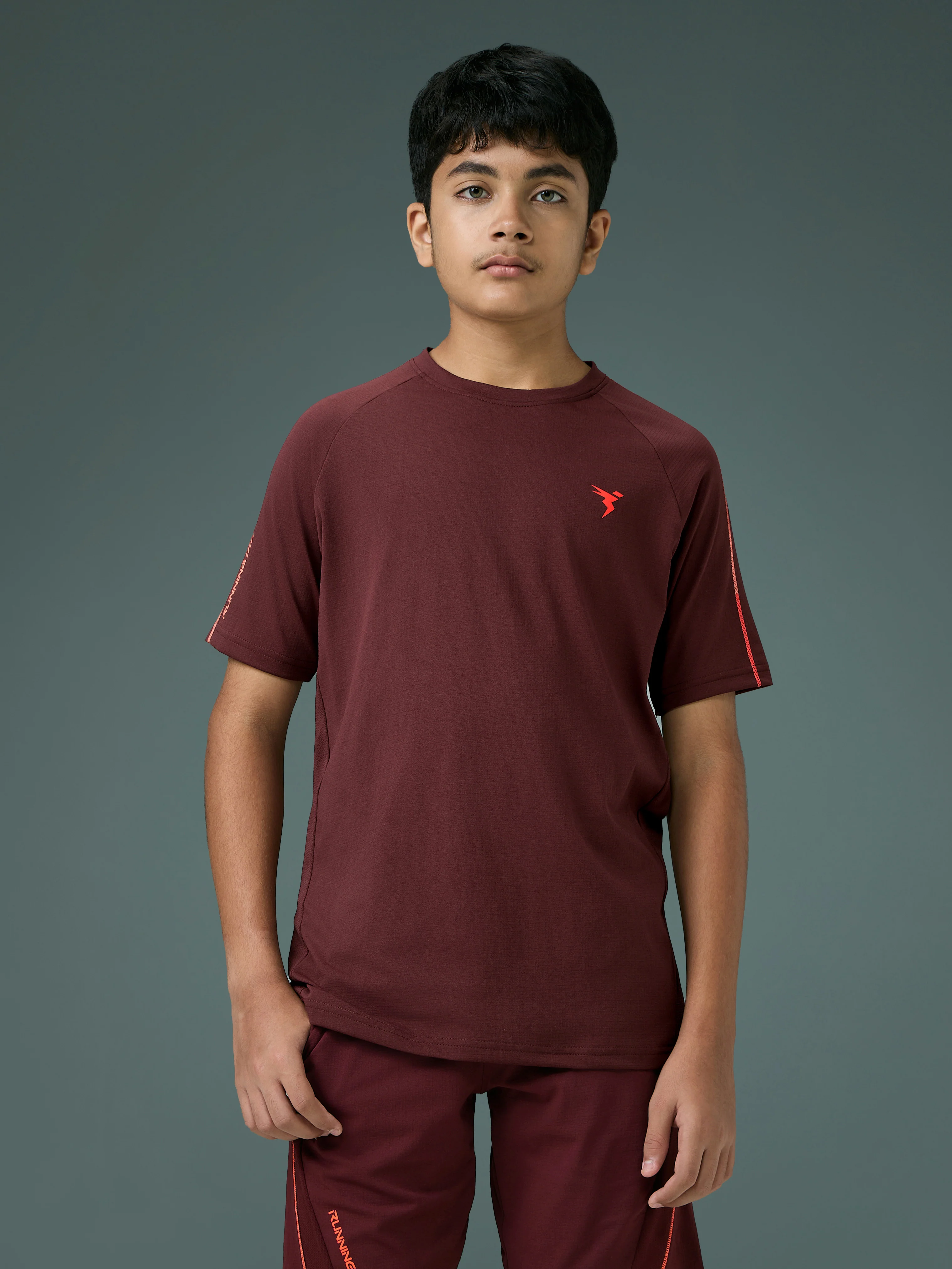 Boys Solid Slim Fit Round Neck Sports T-shirt with COTFLEX - Image 2