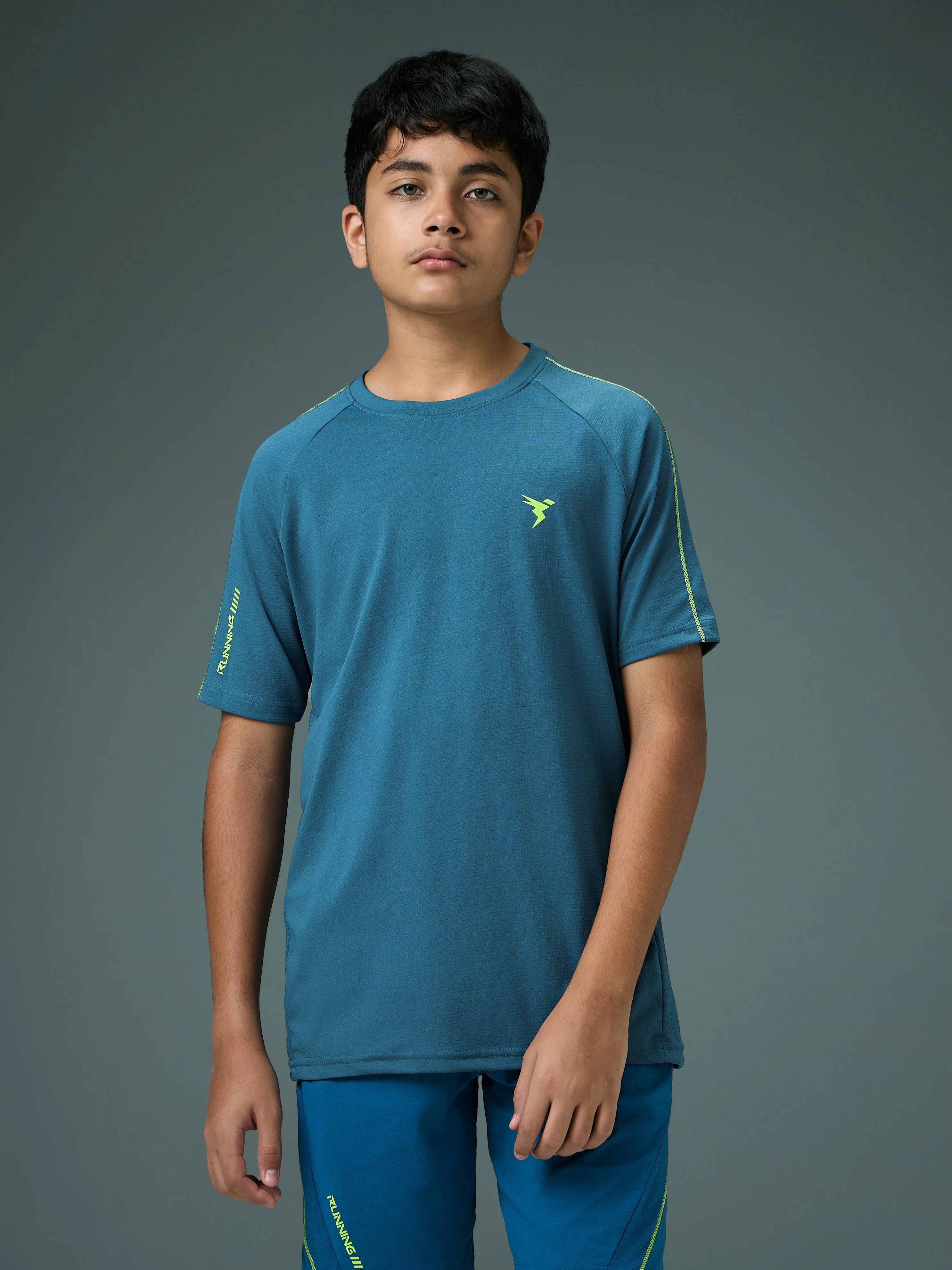 Boys Solid Slim Fit Round Neck Sports T-shirt with COTFLEX - Image 2