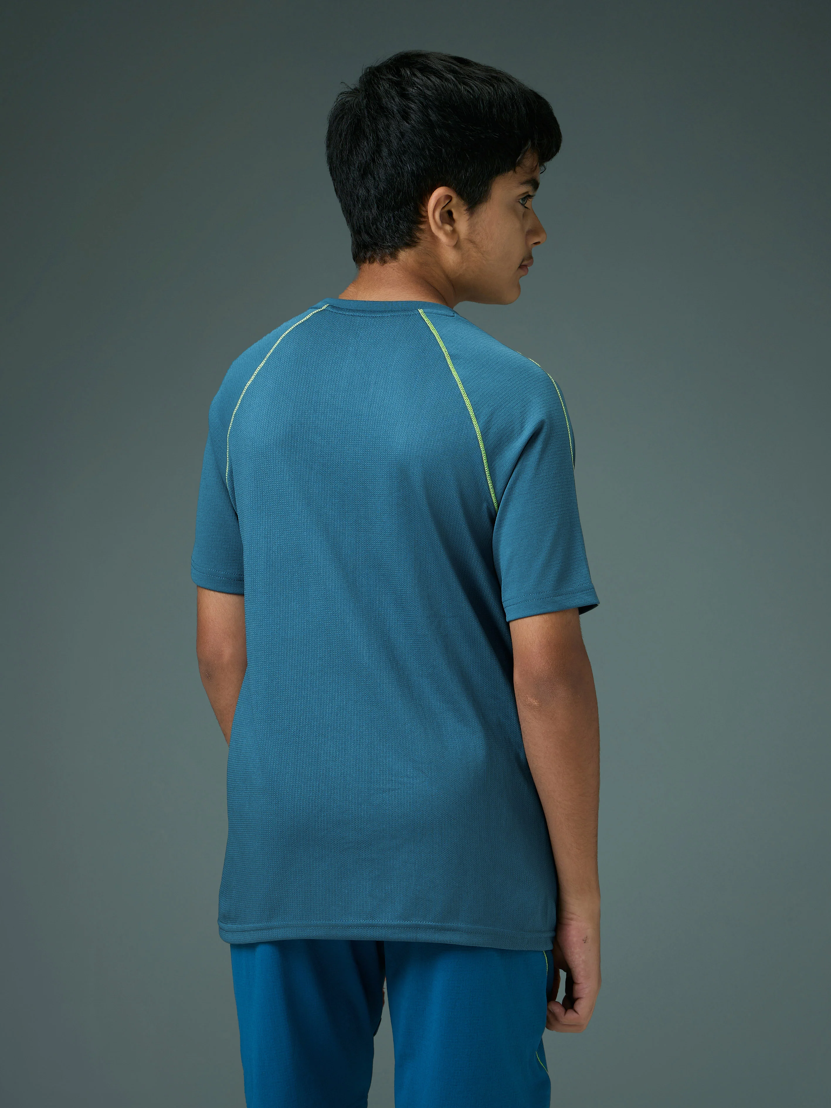 Boys Solid Slim Fit Round Neck Sports T-shirt with COTFLEX - Image 3