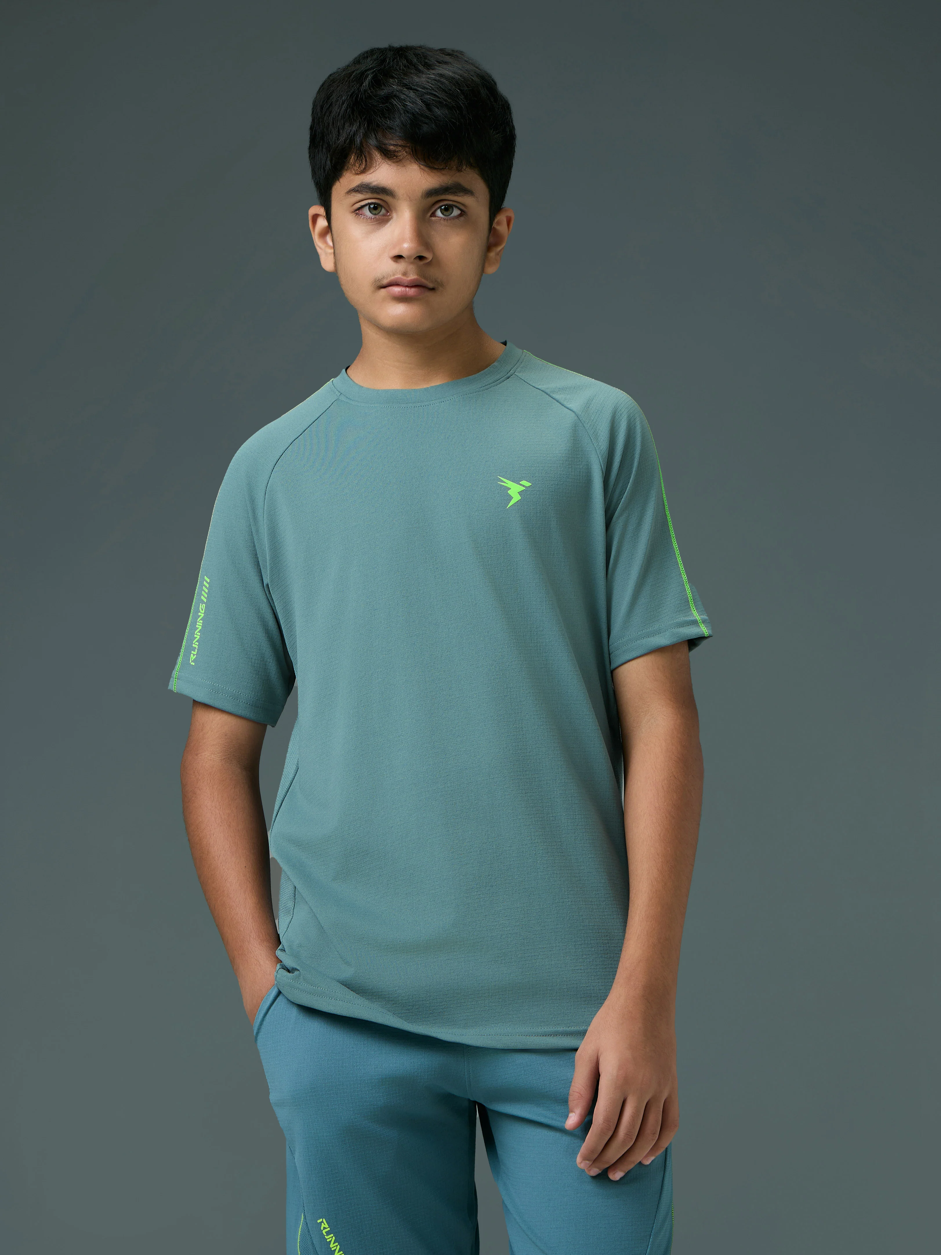 Boys Solid Slim Fit Round Neck Sports T-shirt with COTFLEX - Image 2