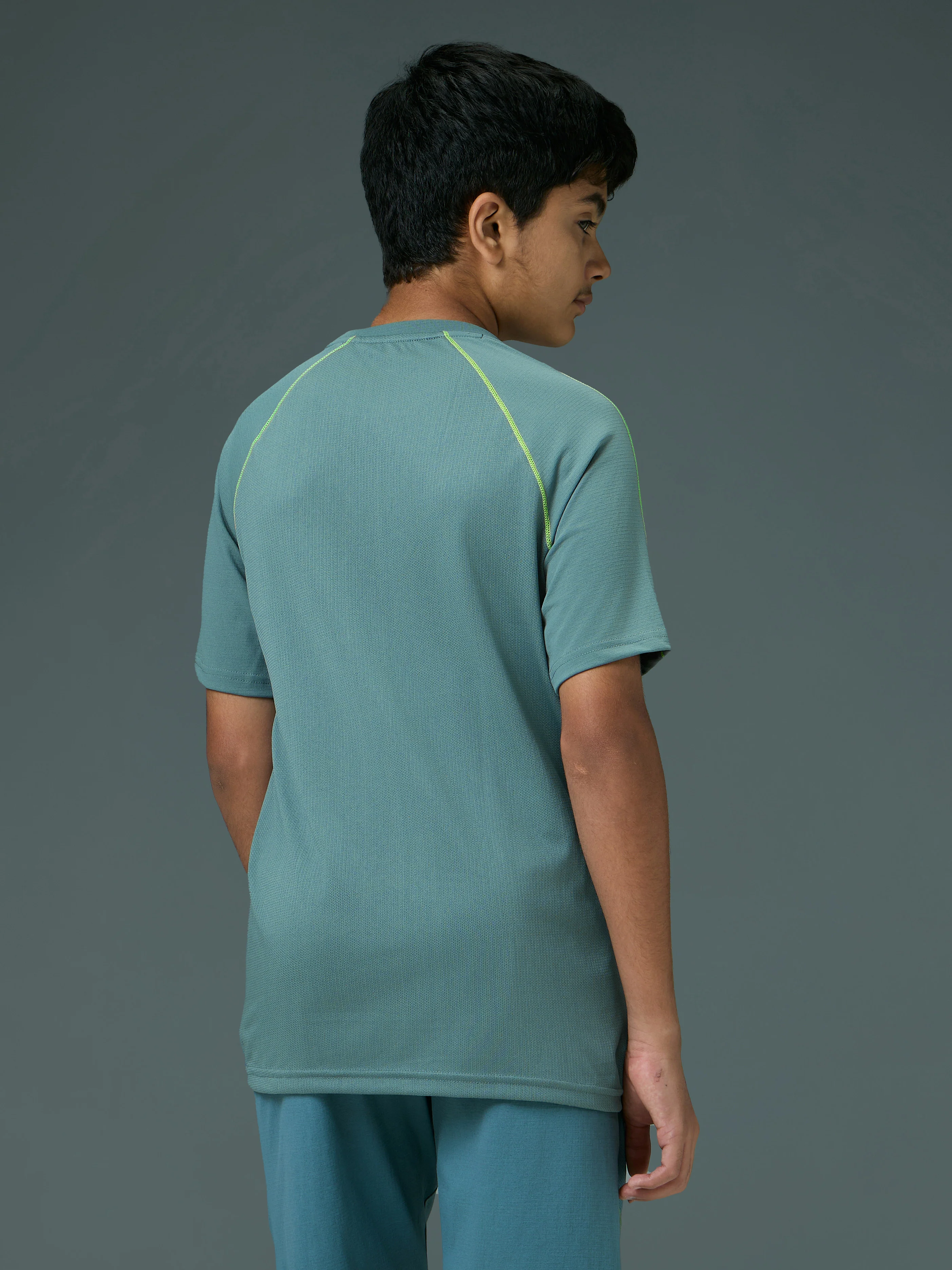Boys Solid Slim Fit Round Neck Sports T-shirt with COTFLEX - Image 3