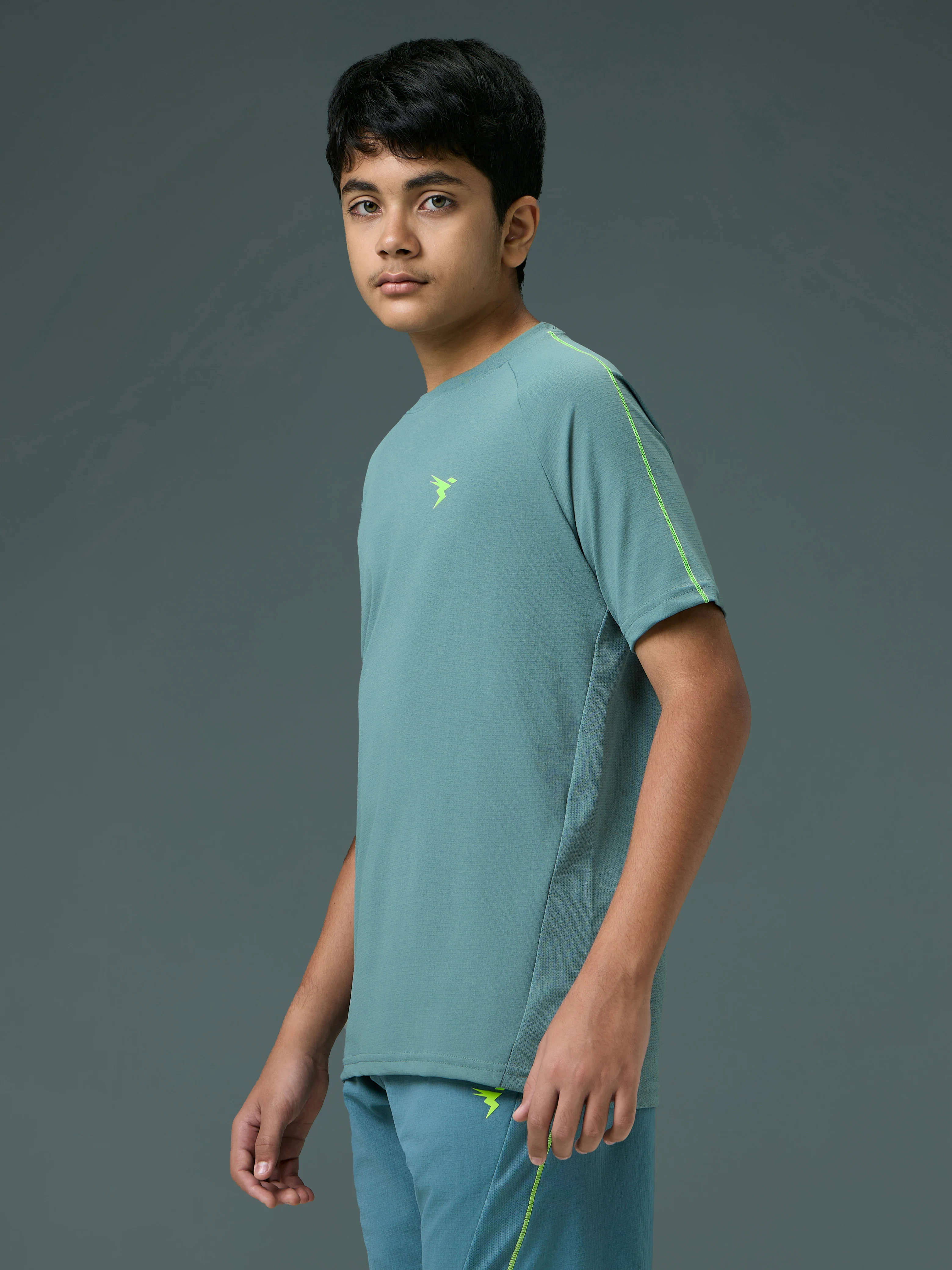 Boys Solid Slim Fit Round Neck Sports T-shirt with COTFLEX - Image 4