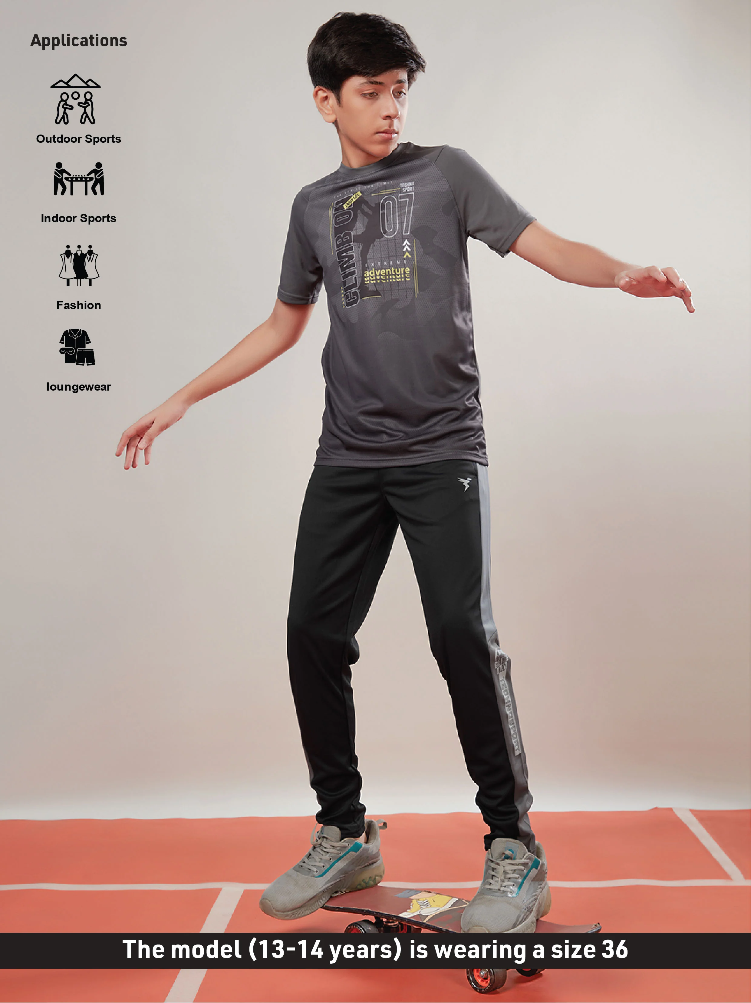 Boys Solid Slim Fit Sports Trackpants with TECHNO DRY - Image 4