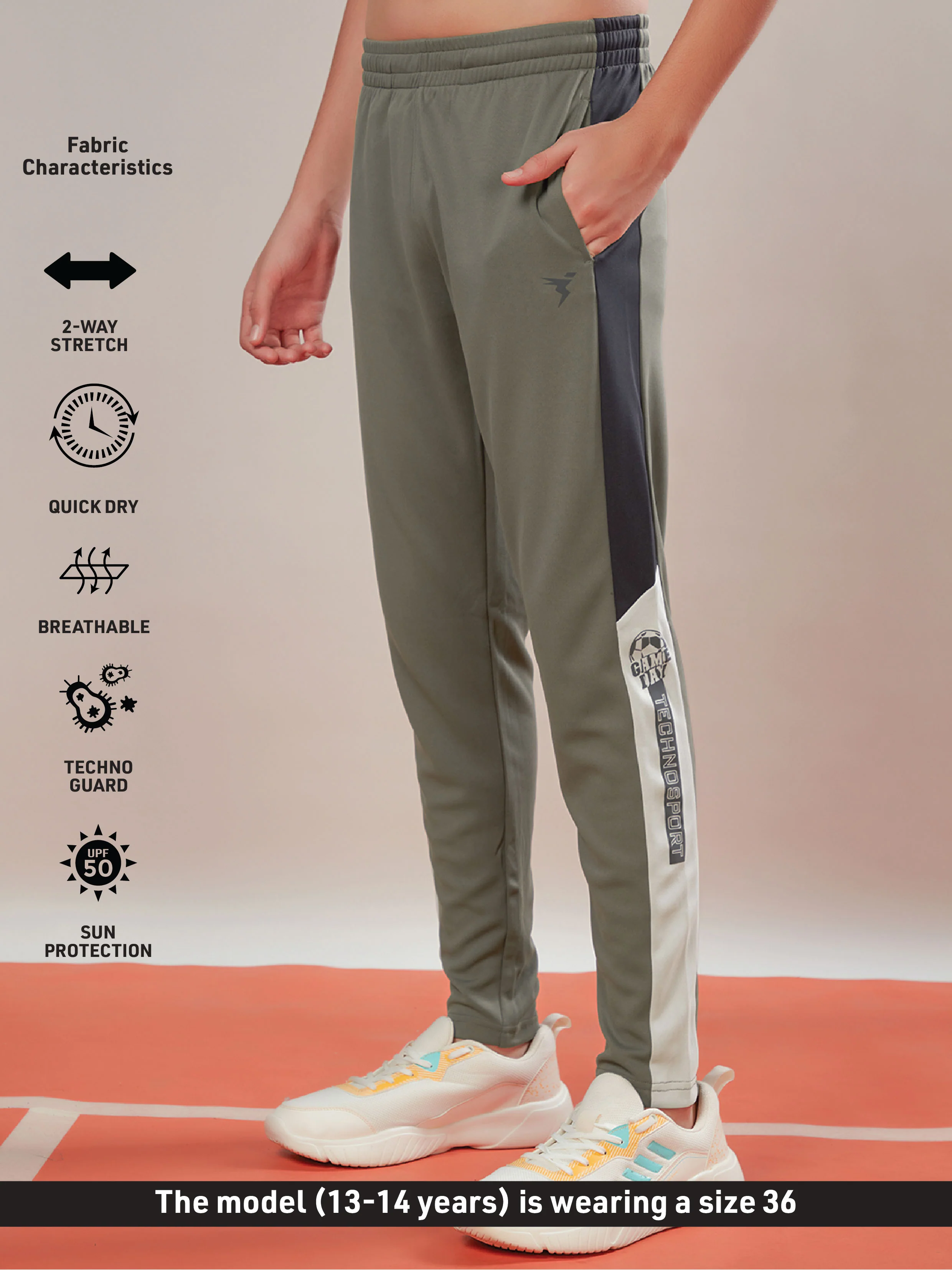 Boys Solid Slim Fit Sports Trackpants with TECHNO DRY - Image 4