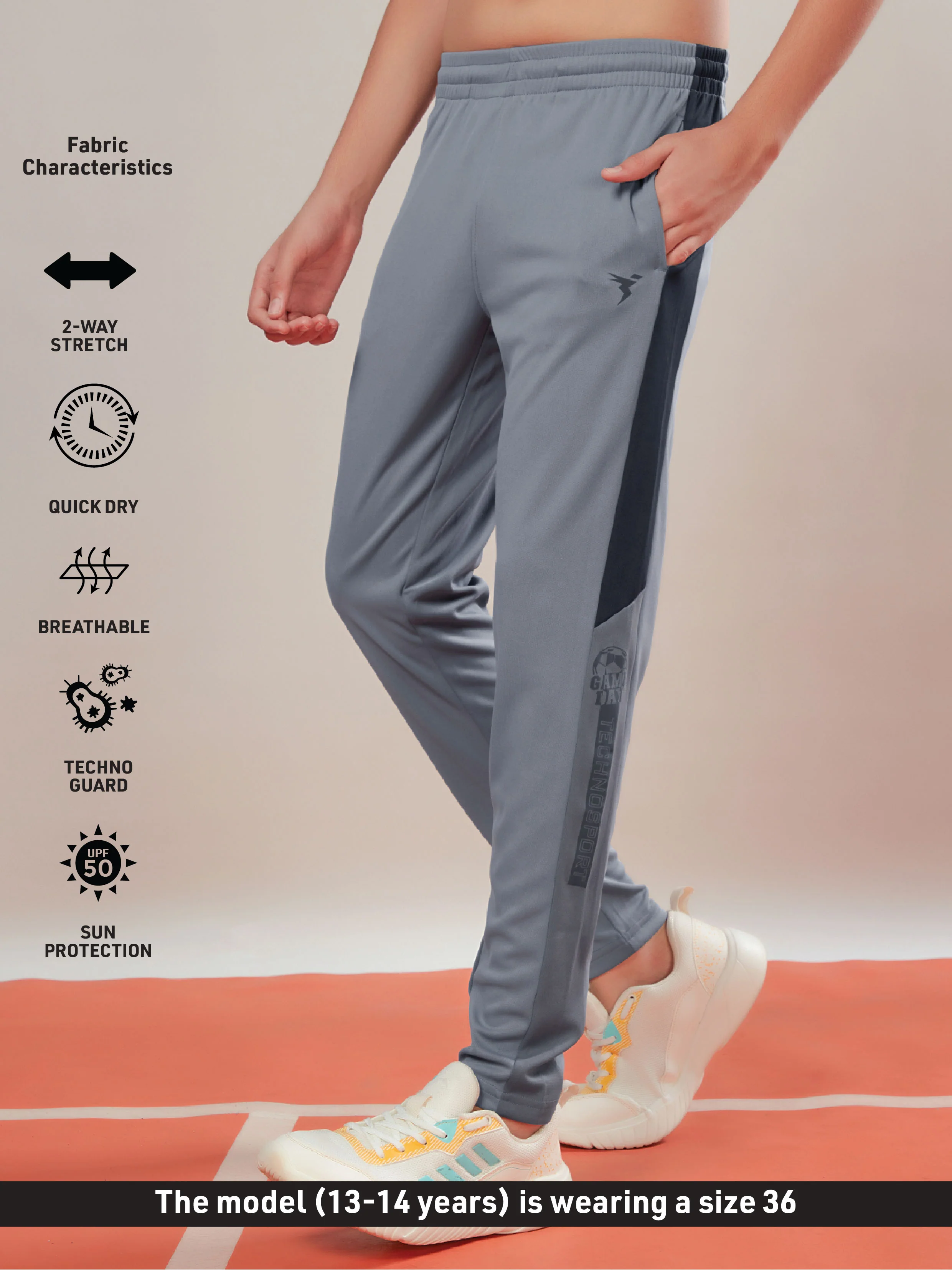 Boys Solid Slim Fit Sports Trackpants with TECHNO DRY - Image 5