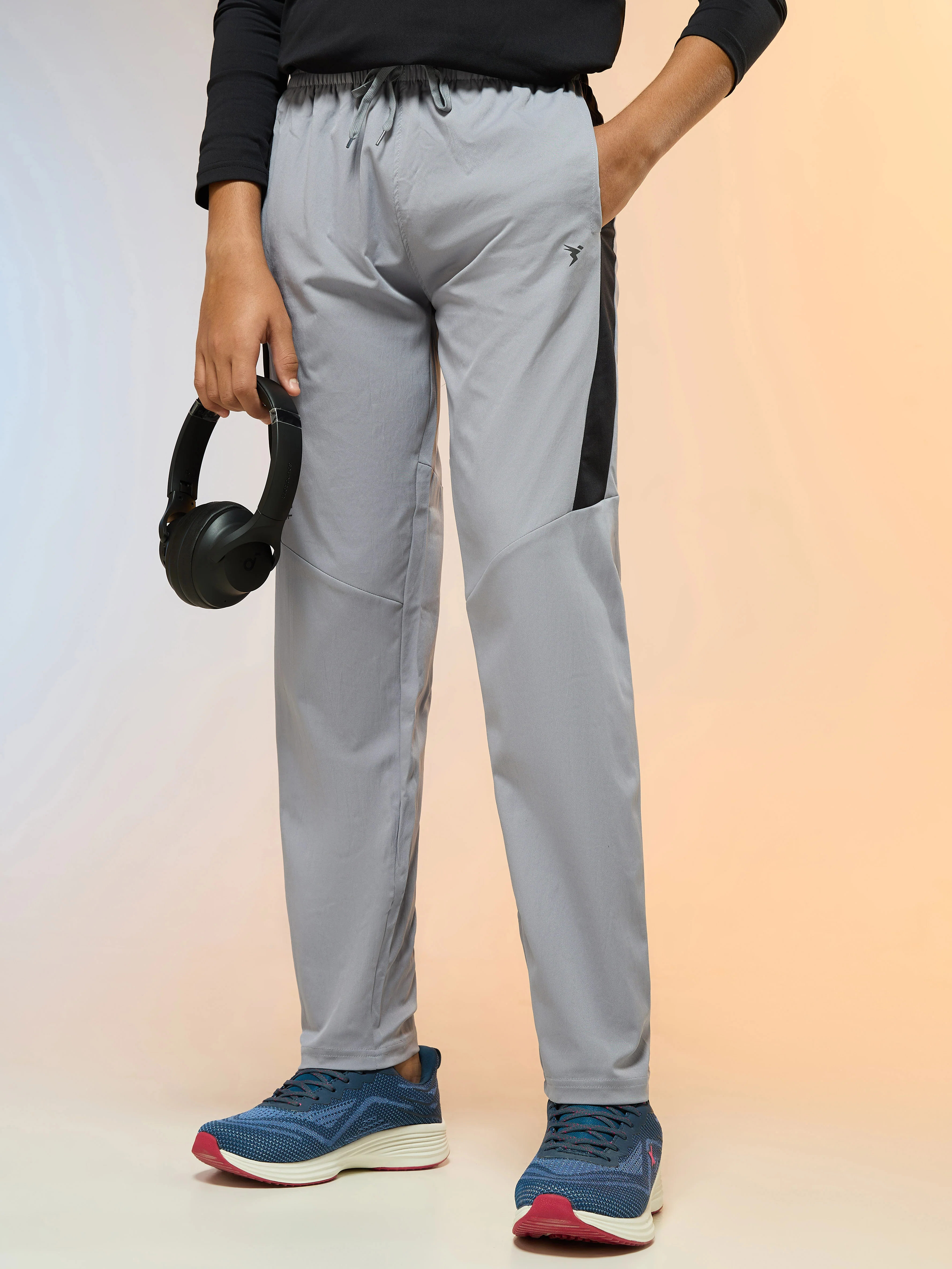 Boys Solid Slim Fit Sports Trackpants with TS FLEXI