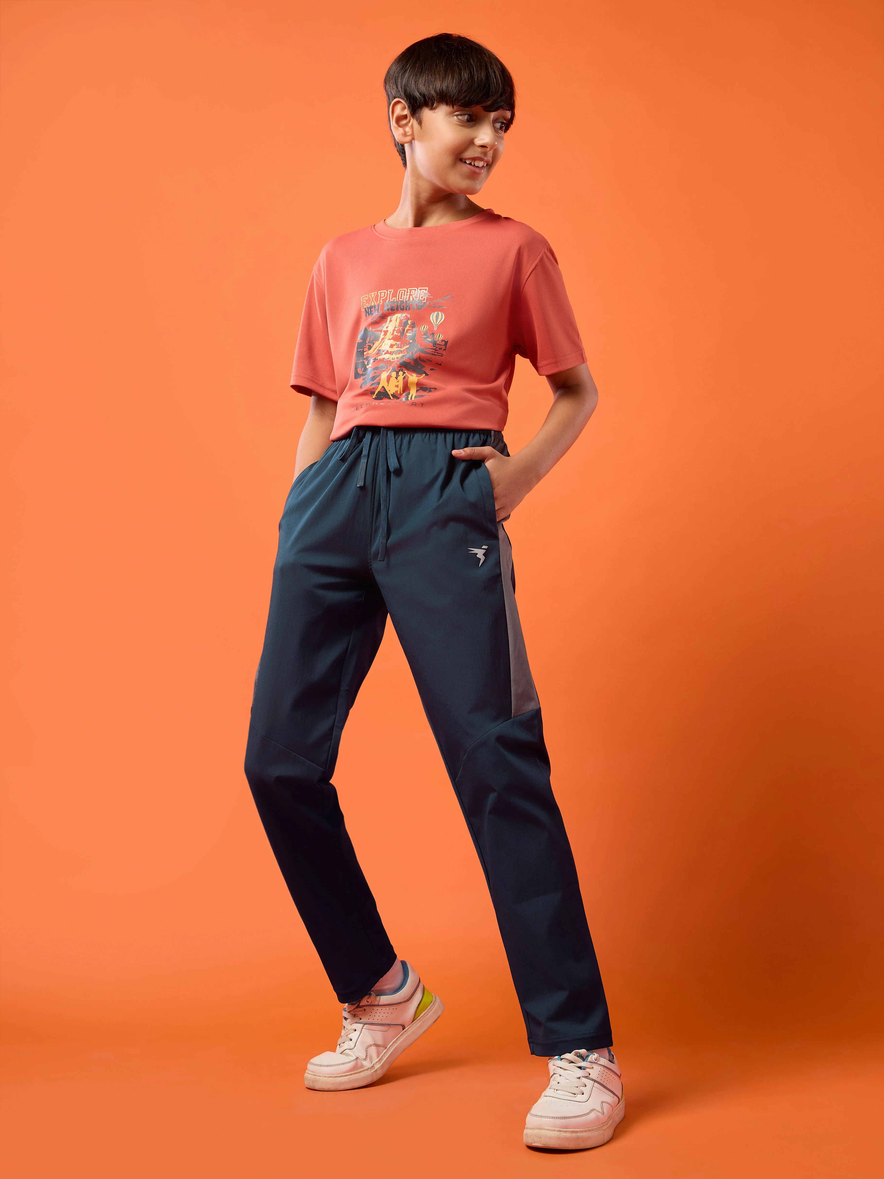 Boys Solid Slim Fit Sports Trackpants with TS FLEXI - Image 5
