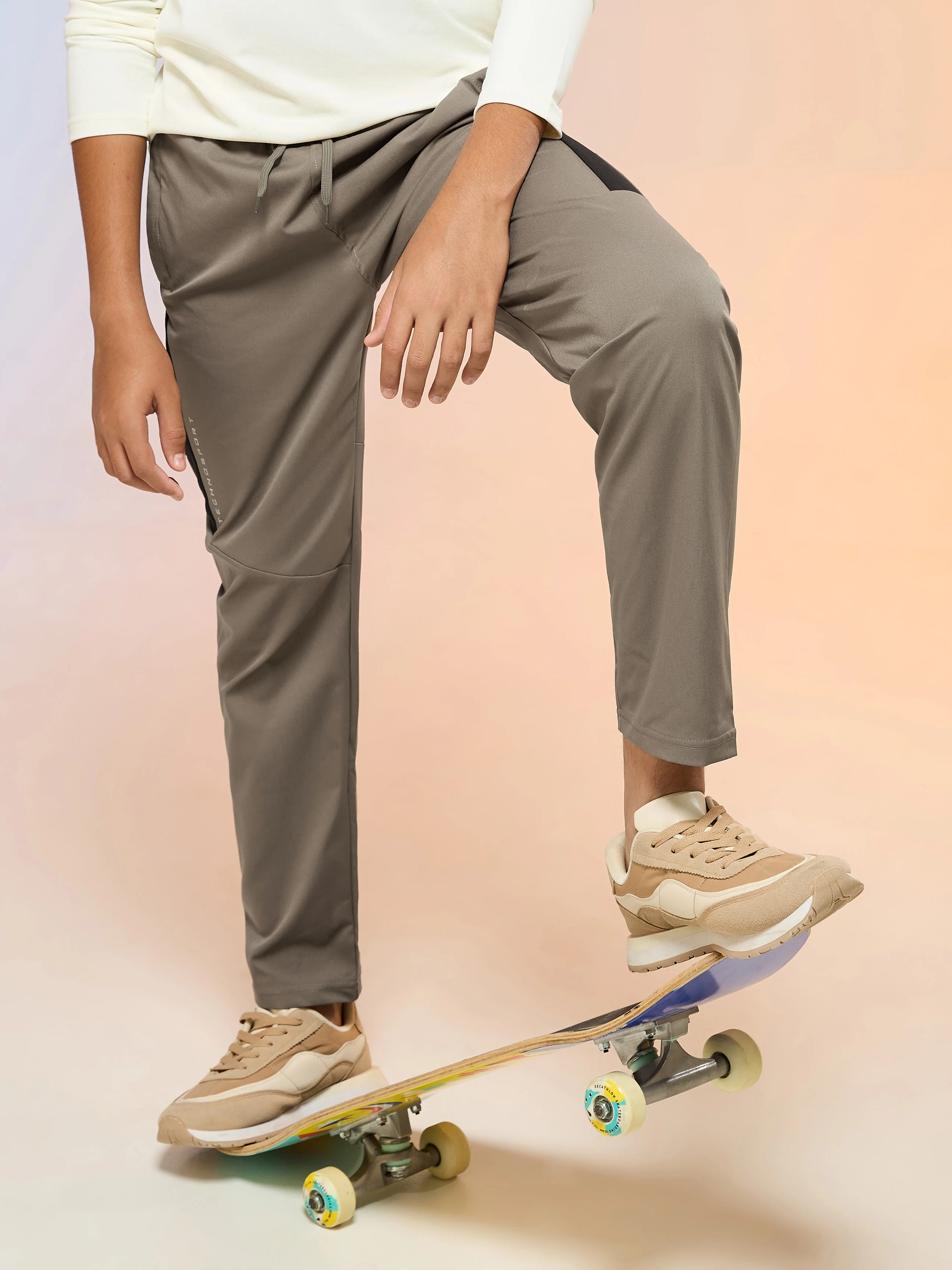 Boys Solid Slim Fit Sports Trackpants with TS FLEXI