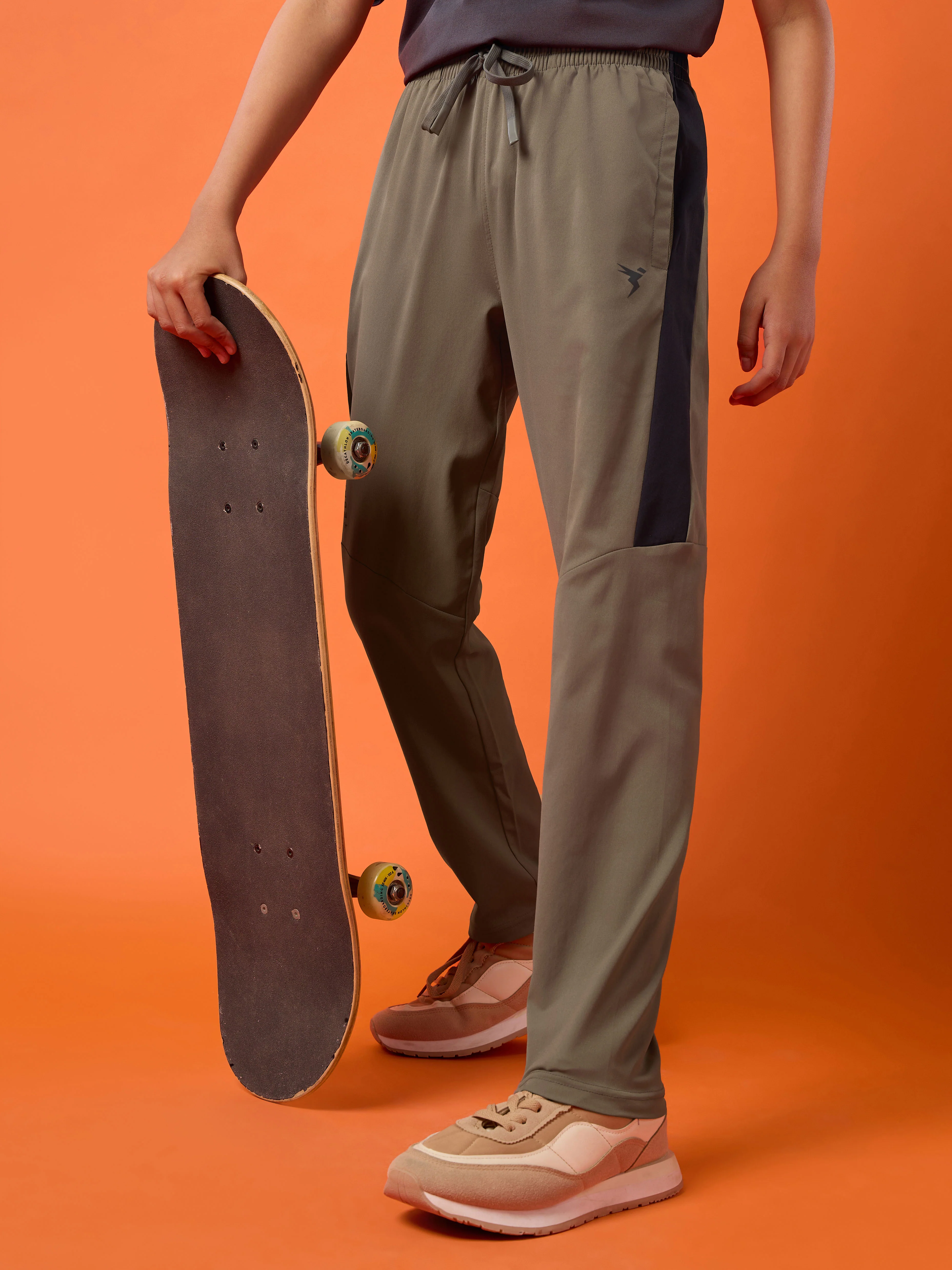 Boys Solid Slim Fit Sports Trackpants with TS FLEXI