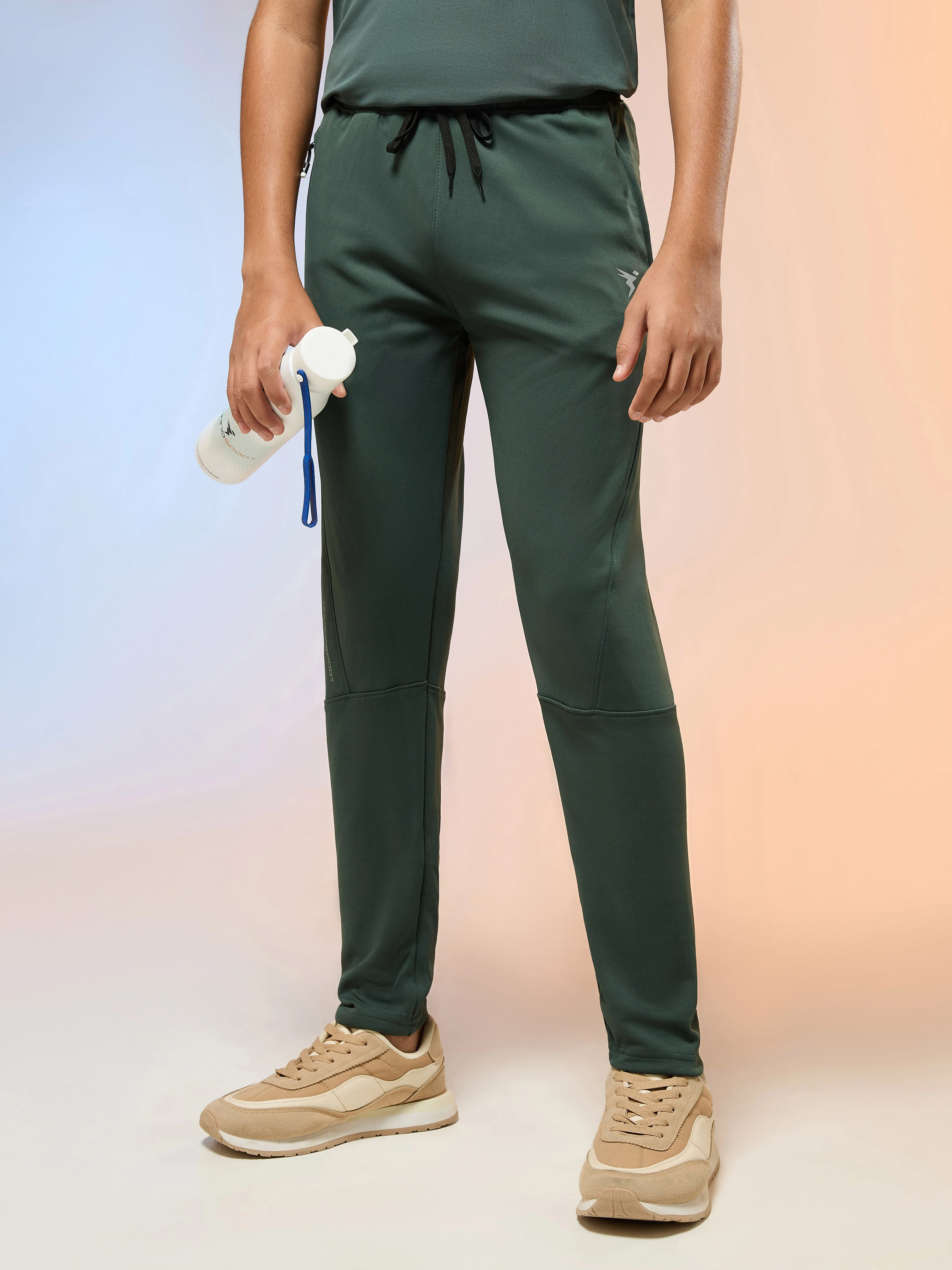 Boys Solid Slim Fit Trackpants with TECHNO GUARD - Image 2