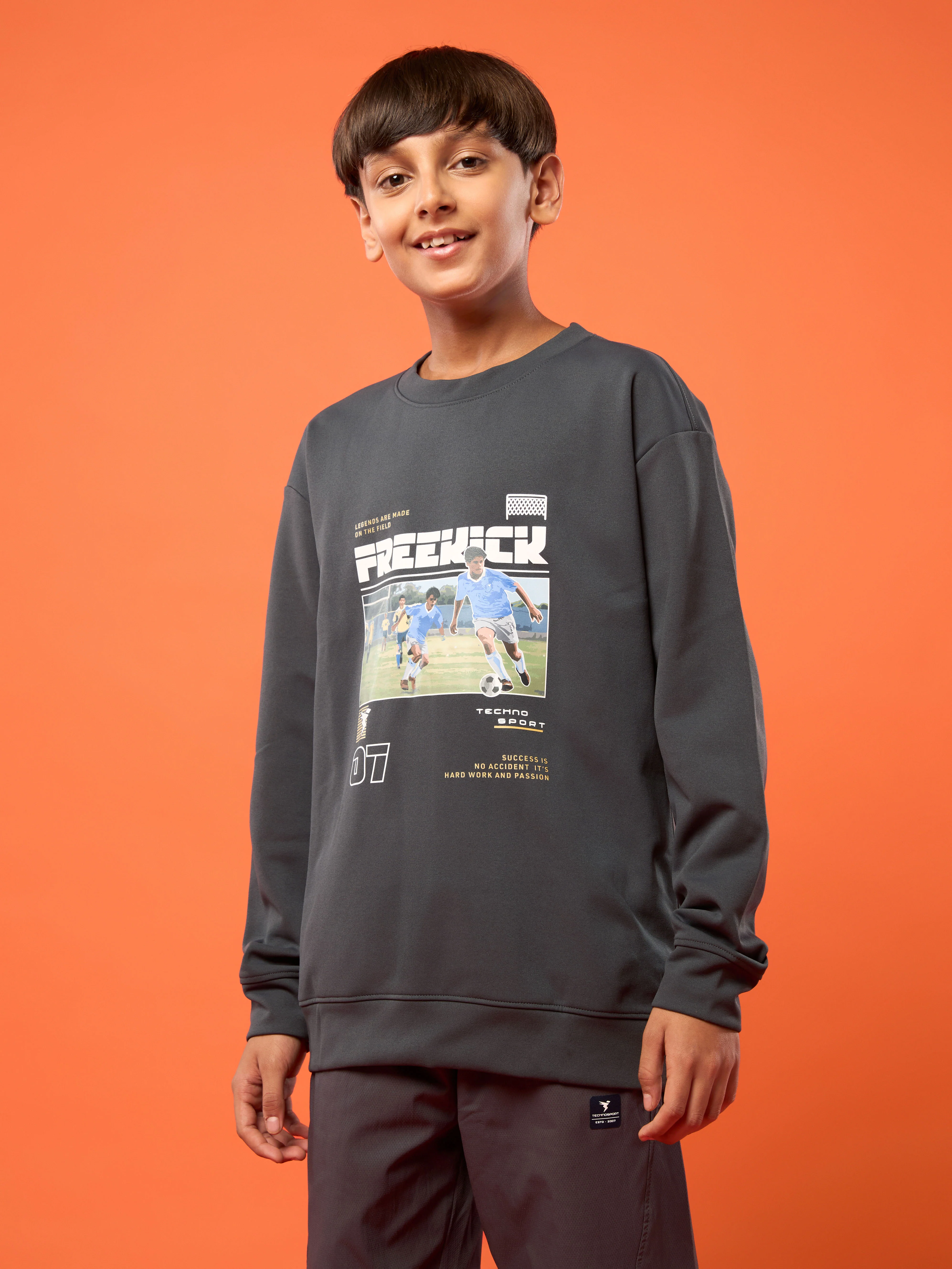 Boys Sports Sweatshirt Colorblock Slim Fit with ELASTOPLUS - Image 2
