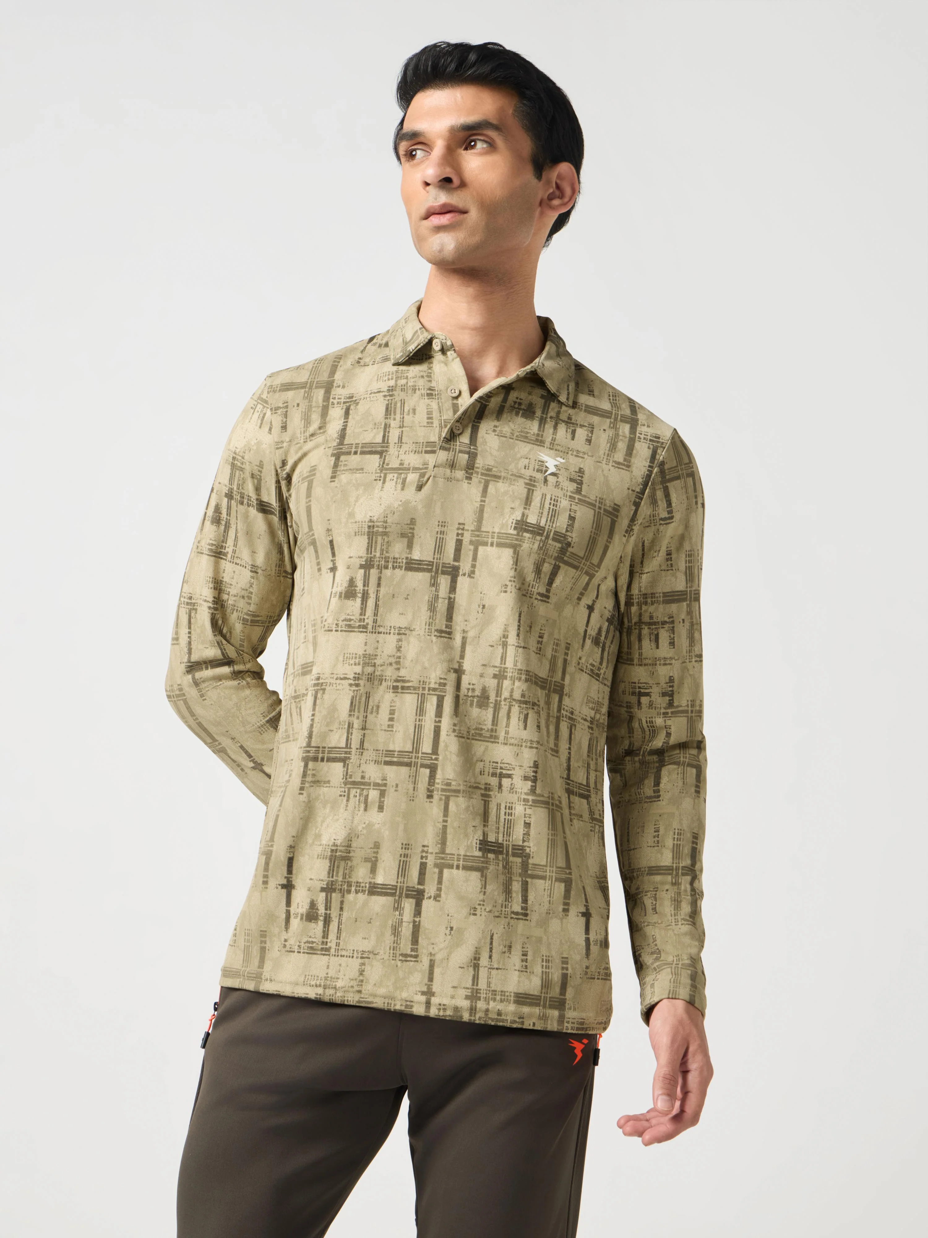 Men Abstract Printed Slim Fit Henley Neck Sports T-Shirt with TECHNOCOOL+ - Image 2