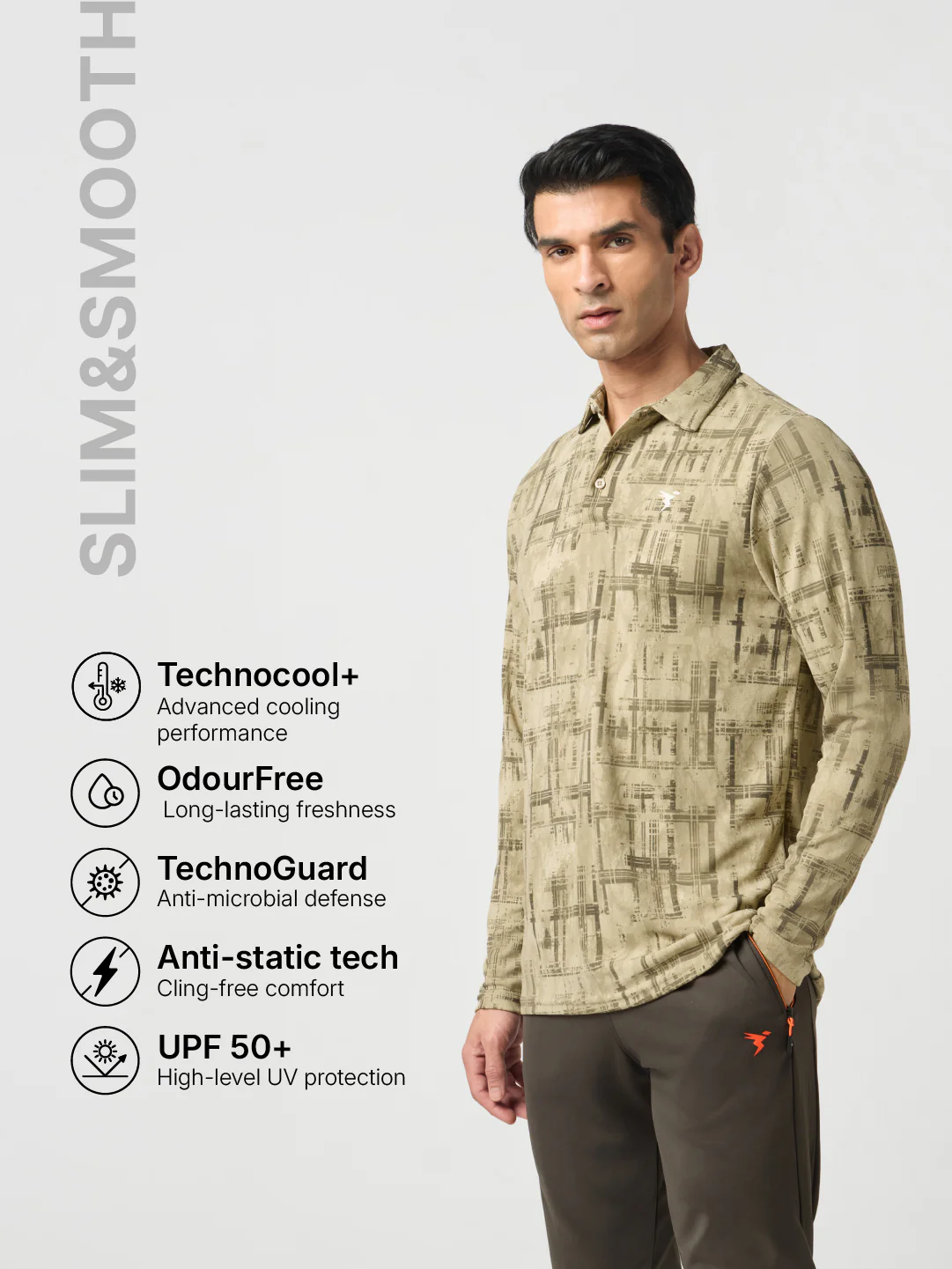 Men Abstract Printed Slim Fit Henley Neck Sports T-Shirt with TECHNOCOOL+ - Image 4