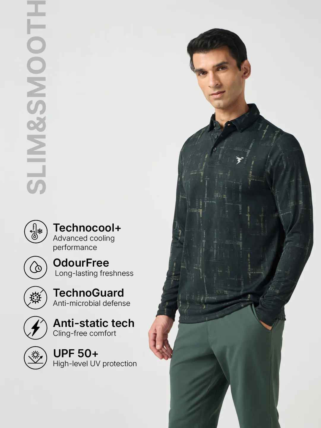 Men Abstract Printed Slim Fit Henley Neck Sports T-Shirt with TECHNOCOOL+ - Image 4