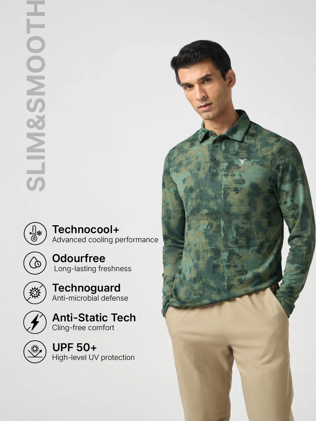 Men Abstract Printed Slim Fit Henley Neck Sports T-Shirt with TECHNOCOOL+ - Image 4