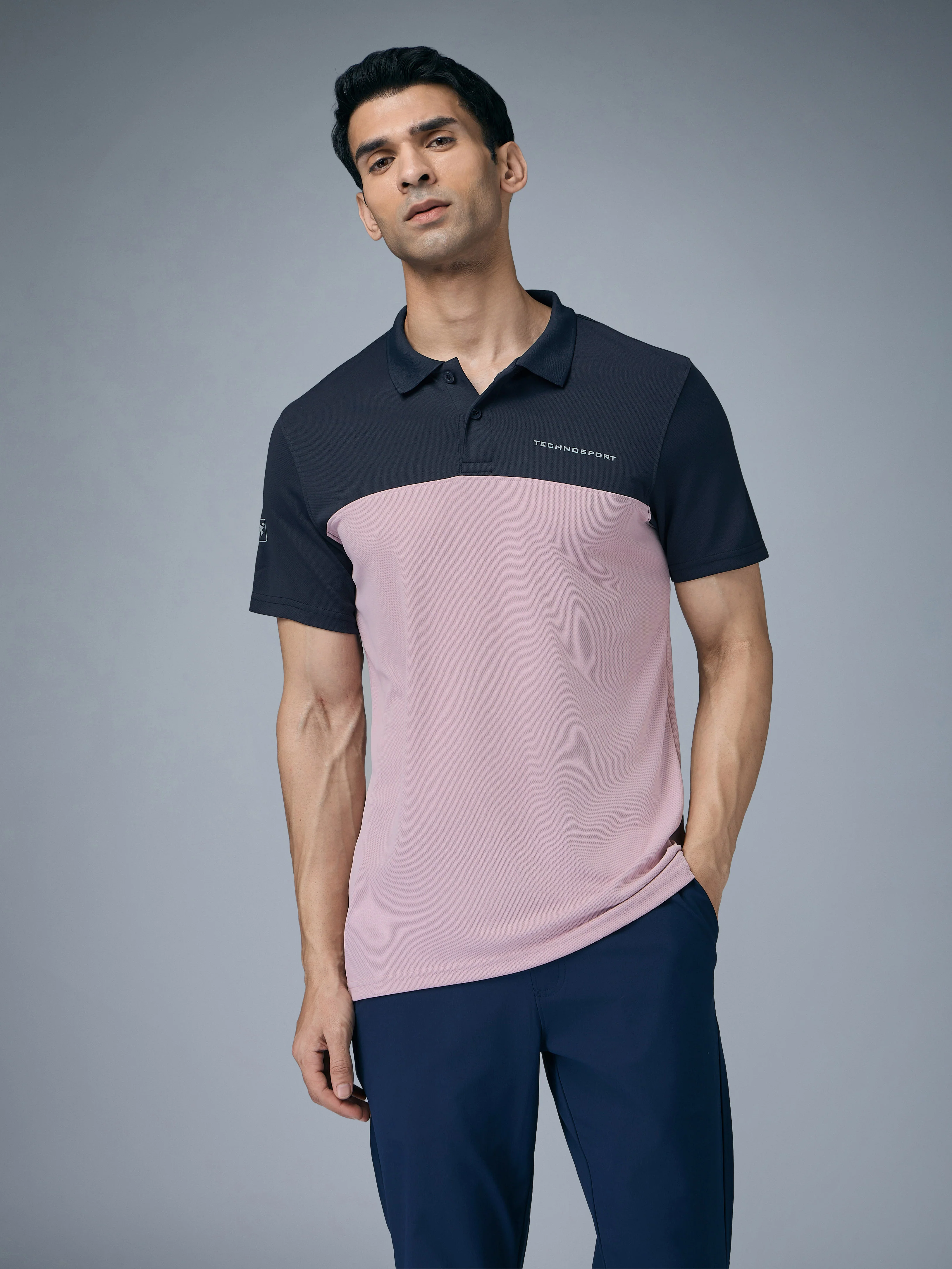 Men Colorblock Relax Fit Polo T-shirt with TECHNO COOL+ - Image 2