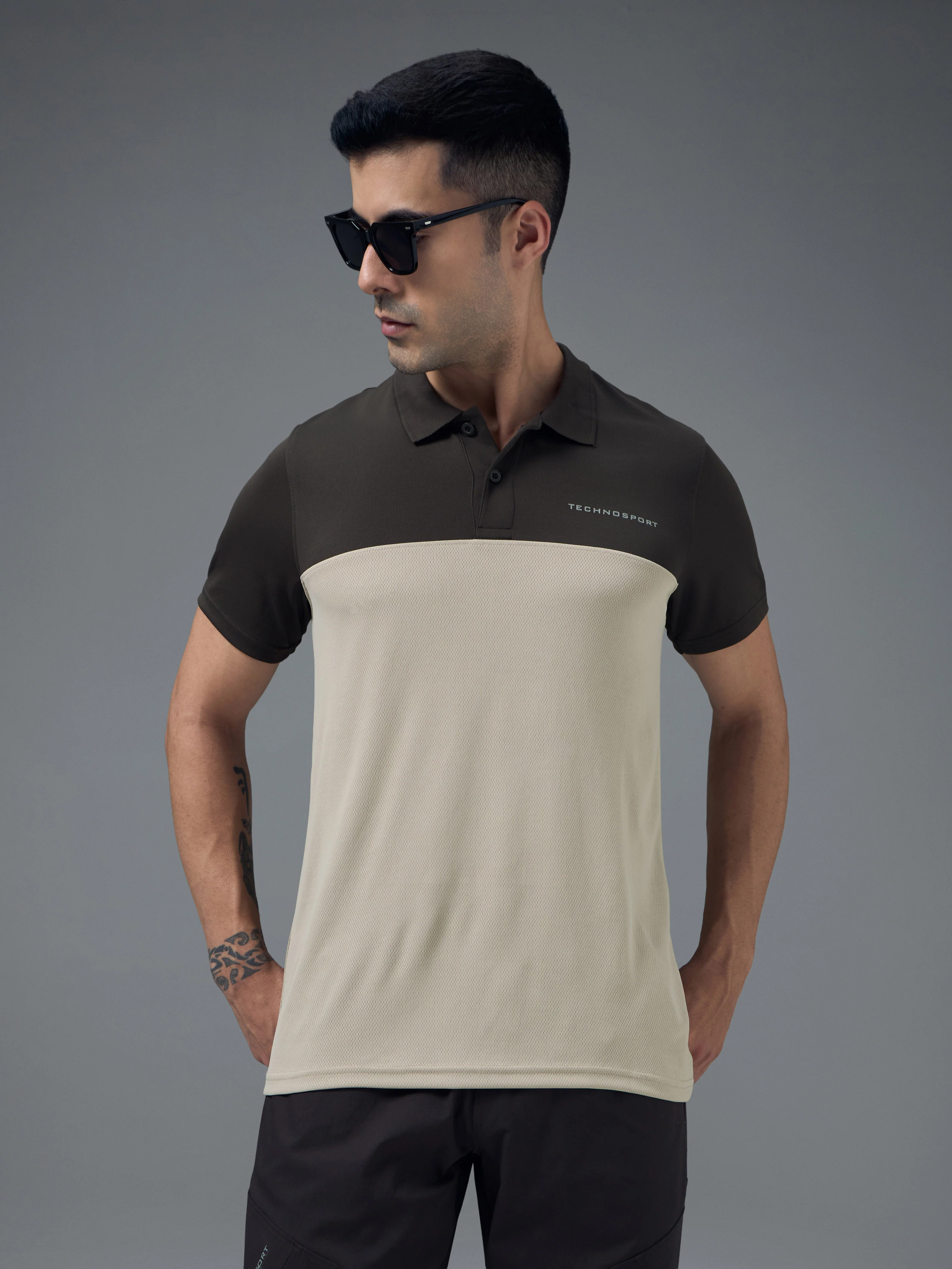 Men Colorblock Relax Fit Polo T-shirt with TECHNO COOL+