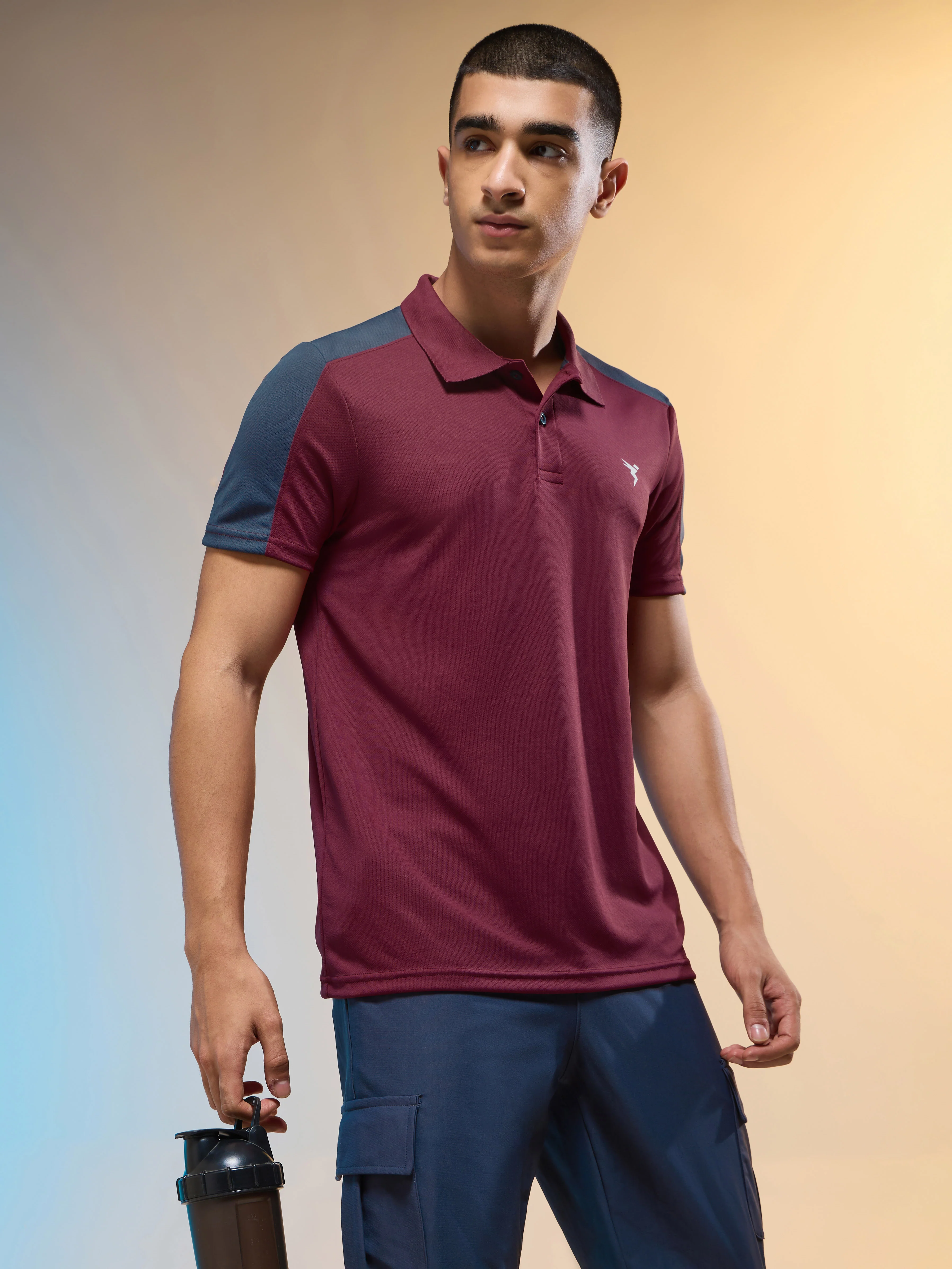 Men Colorblock Relax Fit Polo T-shirt with TECHNO COOL+