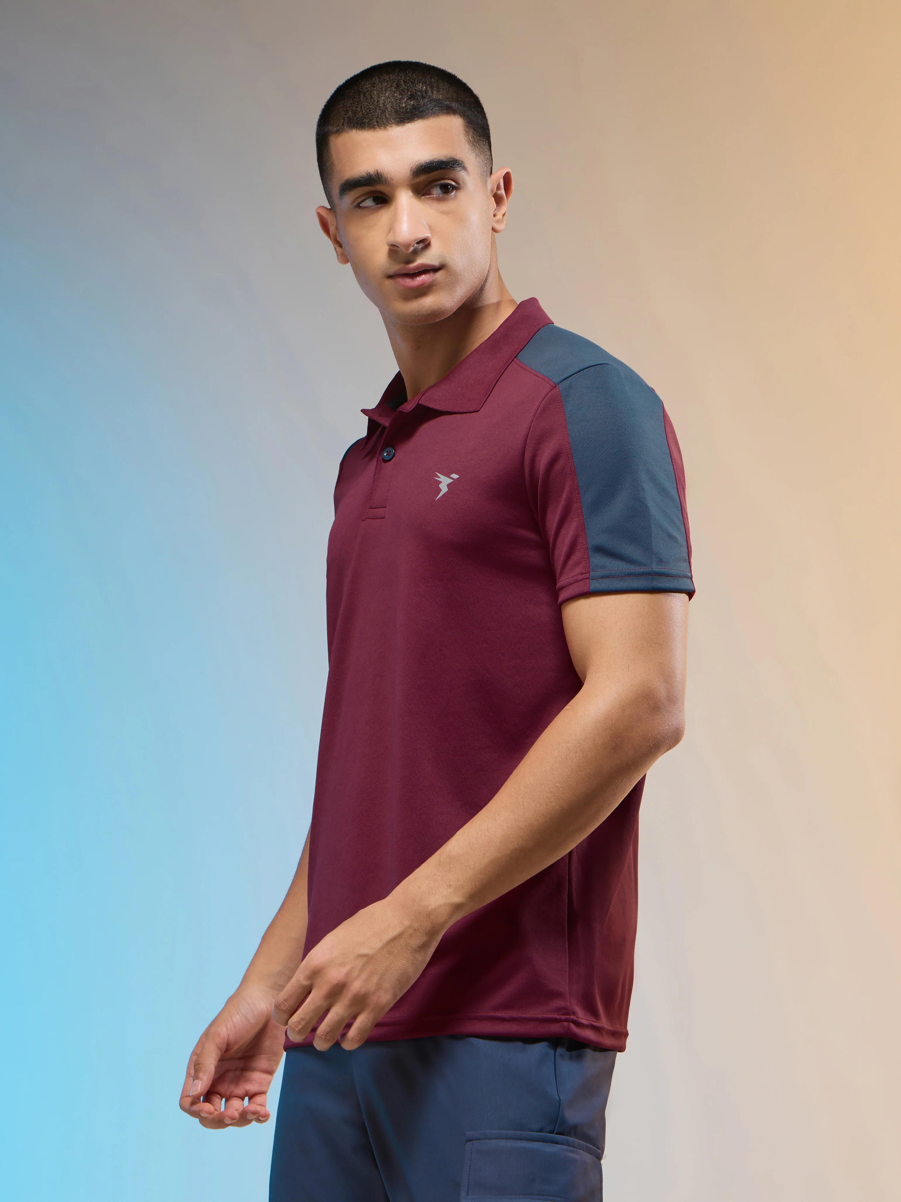 Men Colorblock Relax Fit Polo T-shirt with TECHNO COOL+ - Image 4