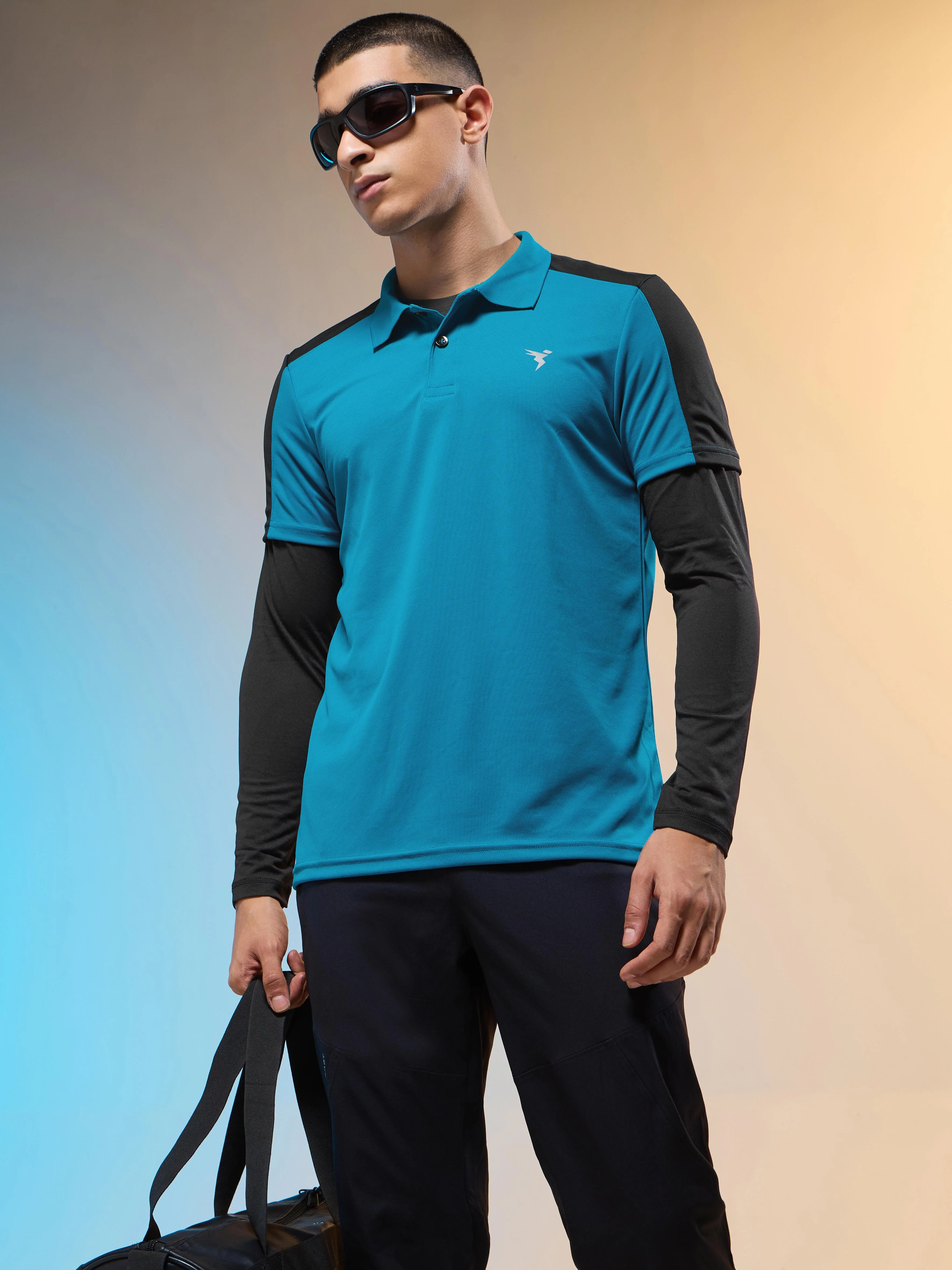 Men Colorblock Relax Fit Polo T-shirt with TECHNO COOL+