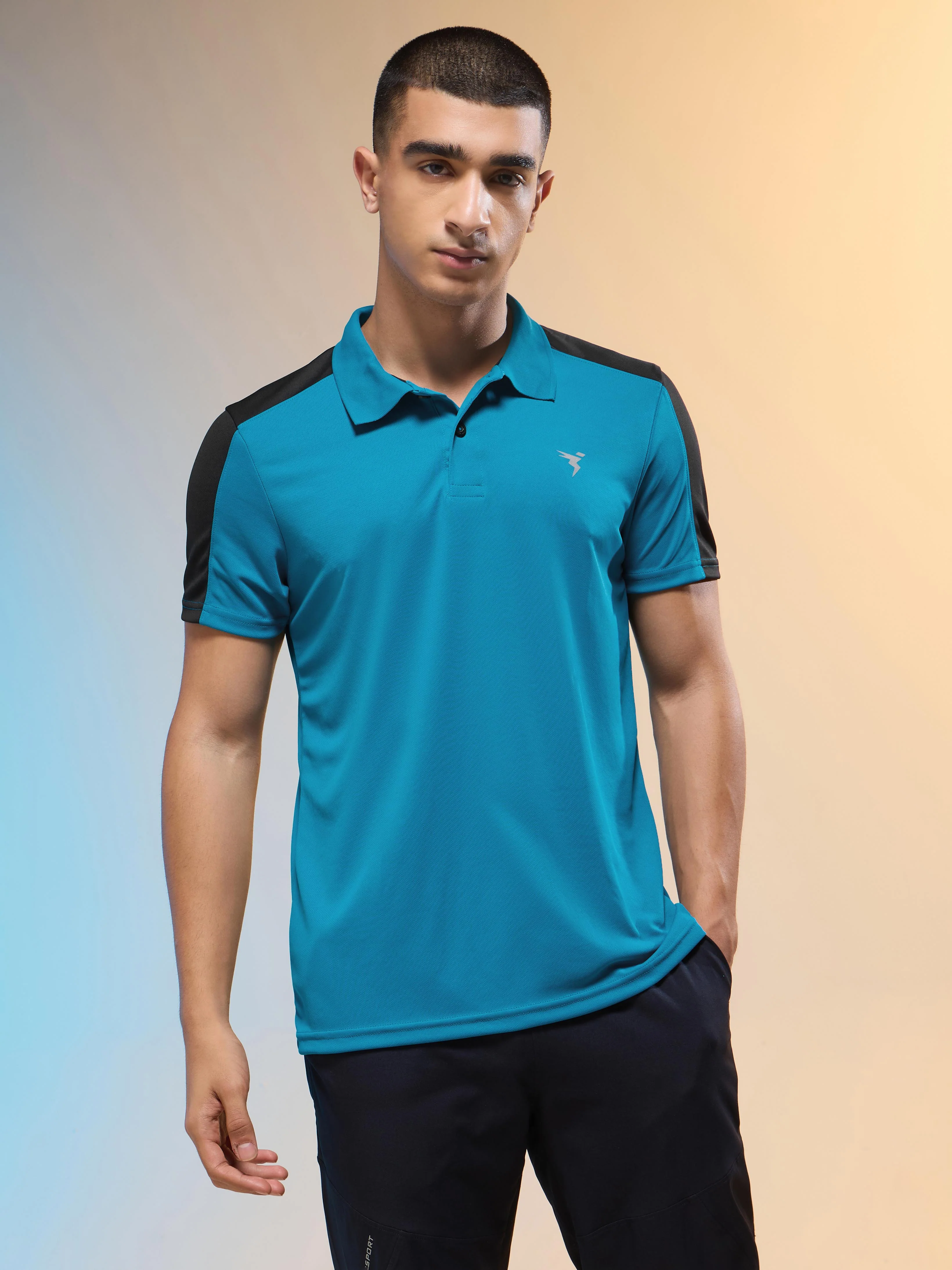 Men Colorblock Relax Fit Polo T-shirt with TECHNO COOL+ - Image 2