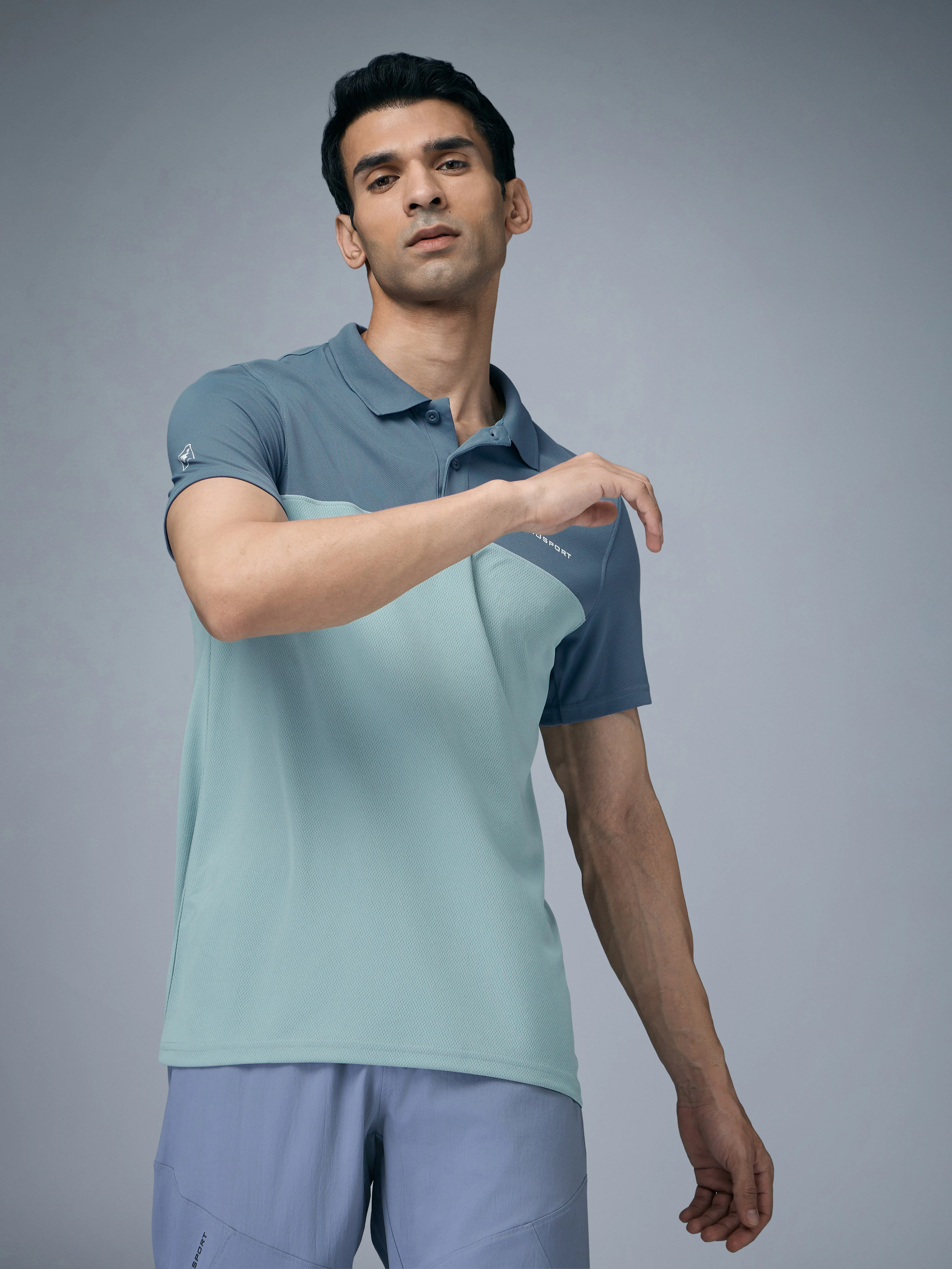 Men Colorblock Relax Fit Polo T-shirt with TECHNO COOL+