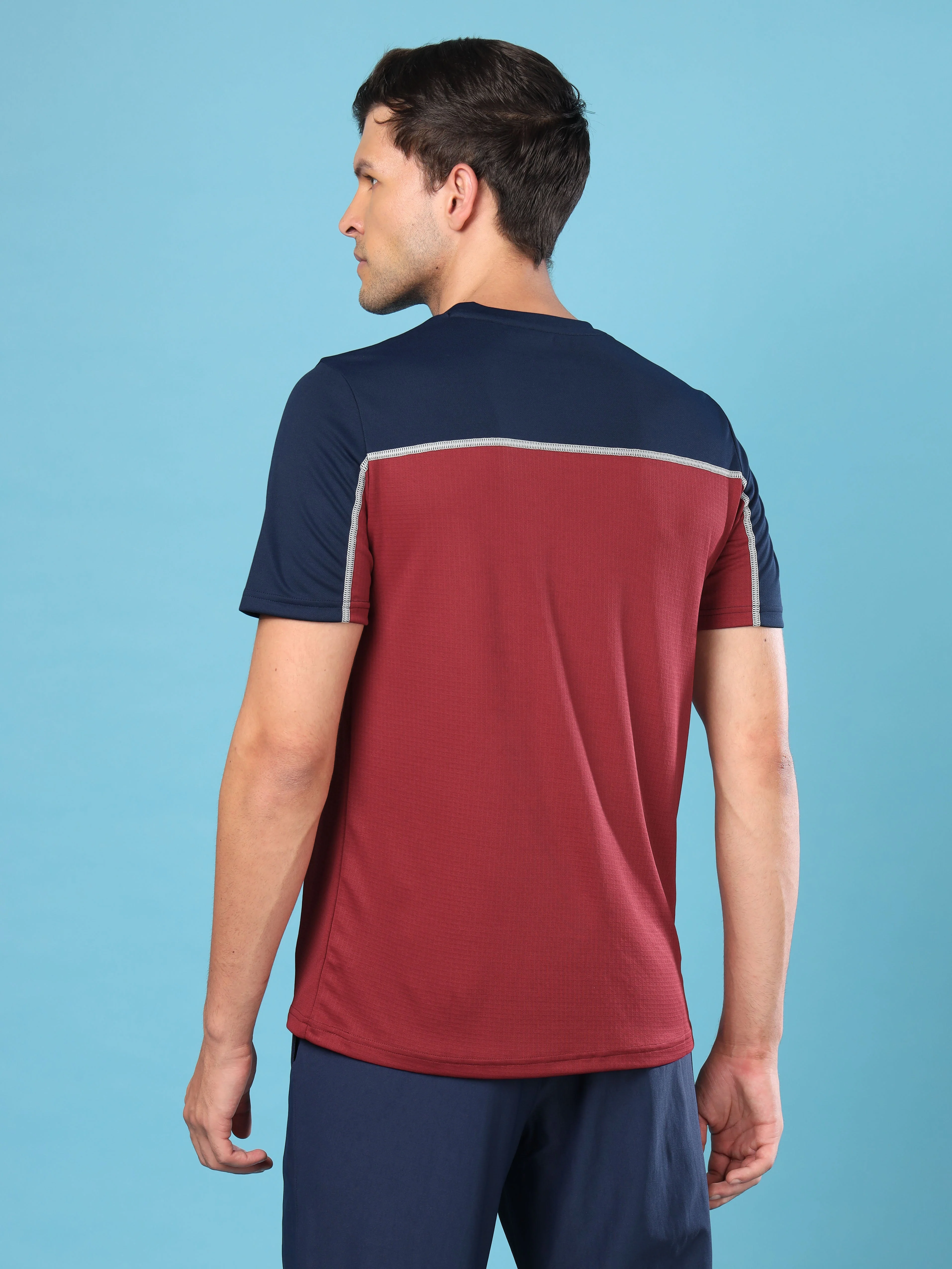 Men Colorblock Slim Fit Crew Neck T-shirt with TECHNO COOL+ - Image 3