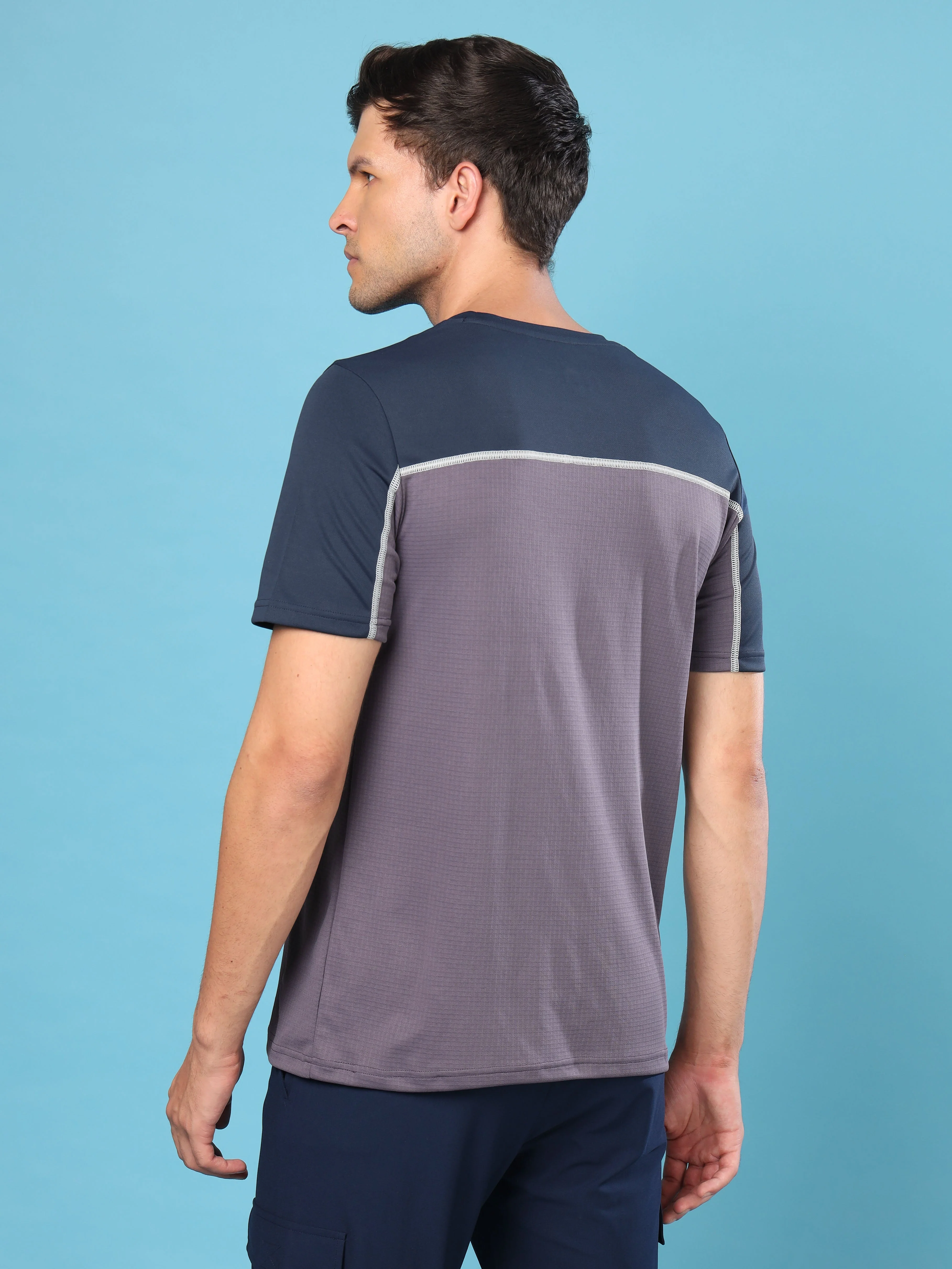 Men Colorblock Slim Fit Crew Neck T-shirt with TECHNO COOL+ - Image 4