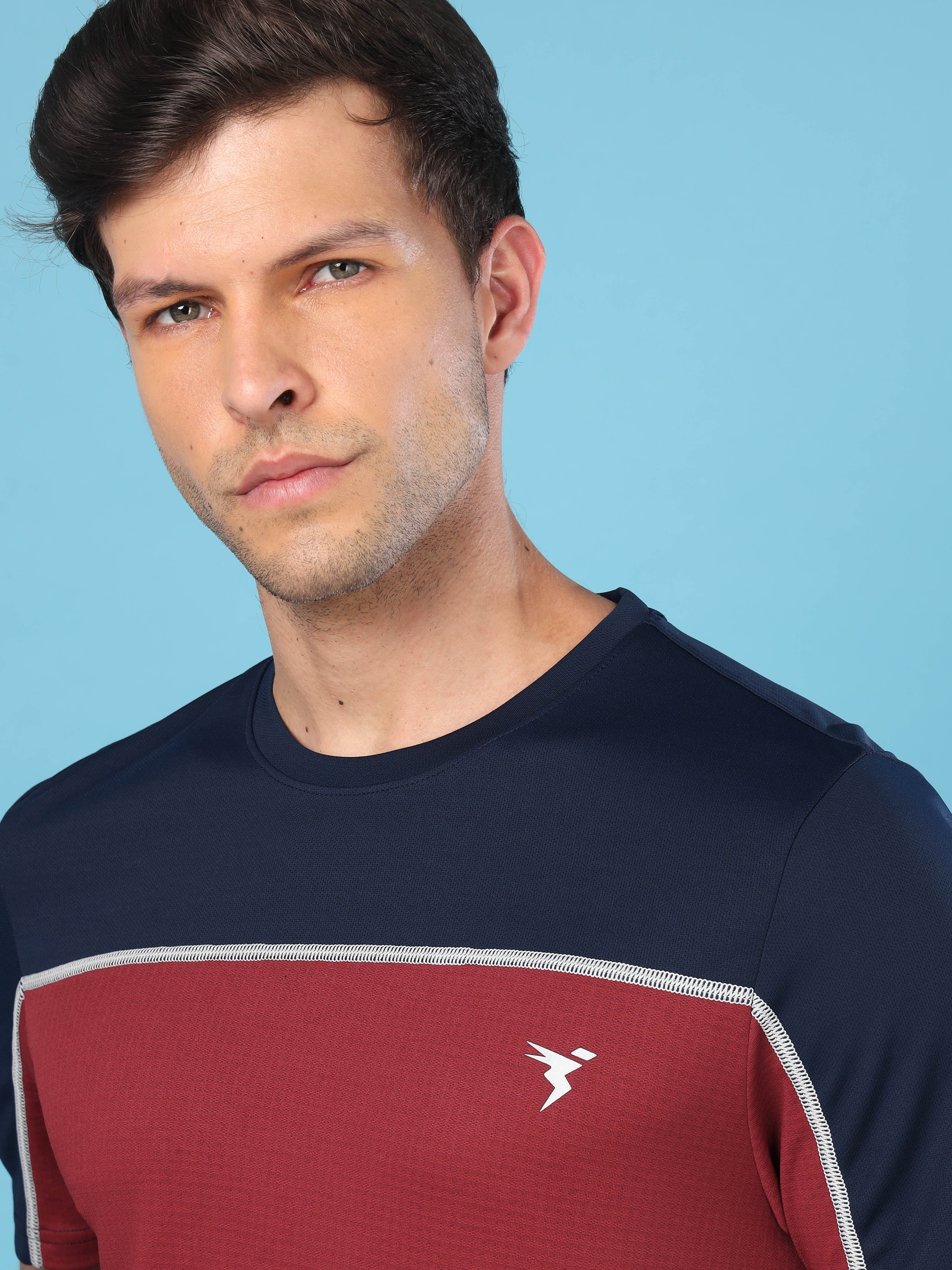 Men Colorblock Slim Fit Crew Neck T-shirt with TECHNO COOL+ - Image 6