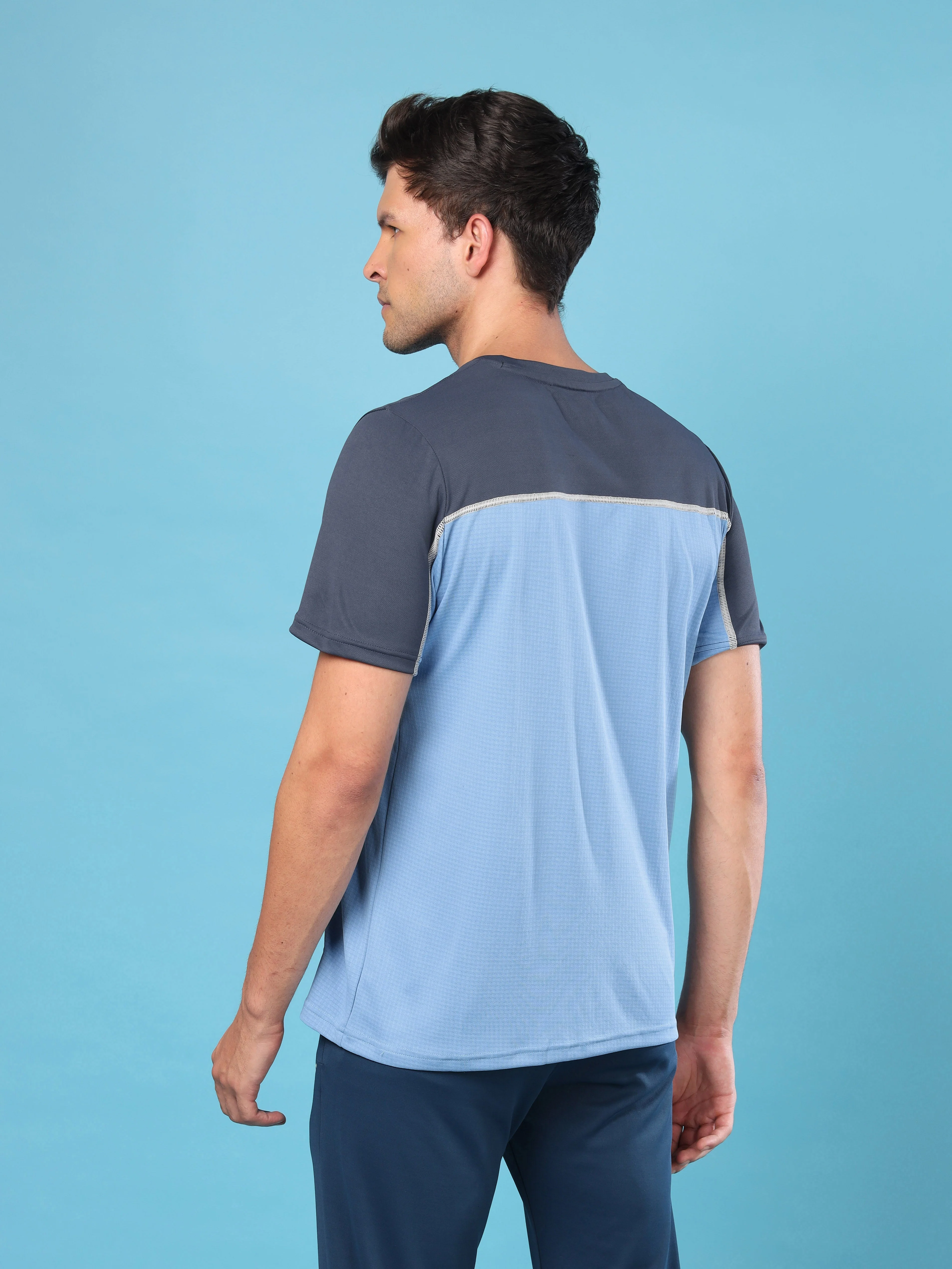Men Colorblock Slim Fit Crew Neck T-shirt with TECHNO COOL+ - Image 2