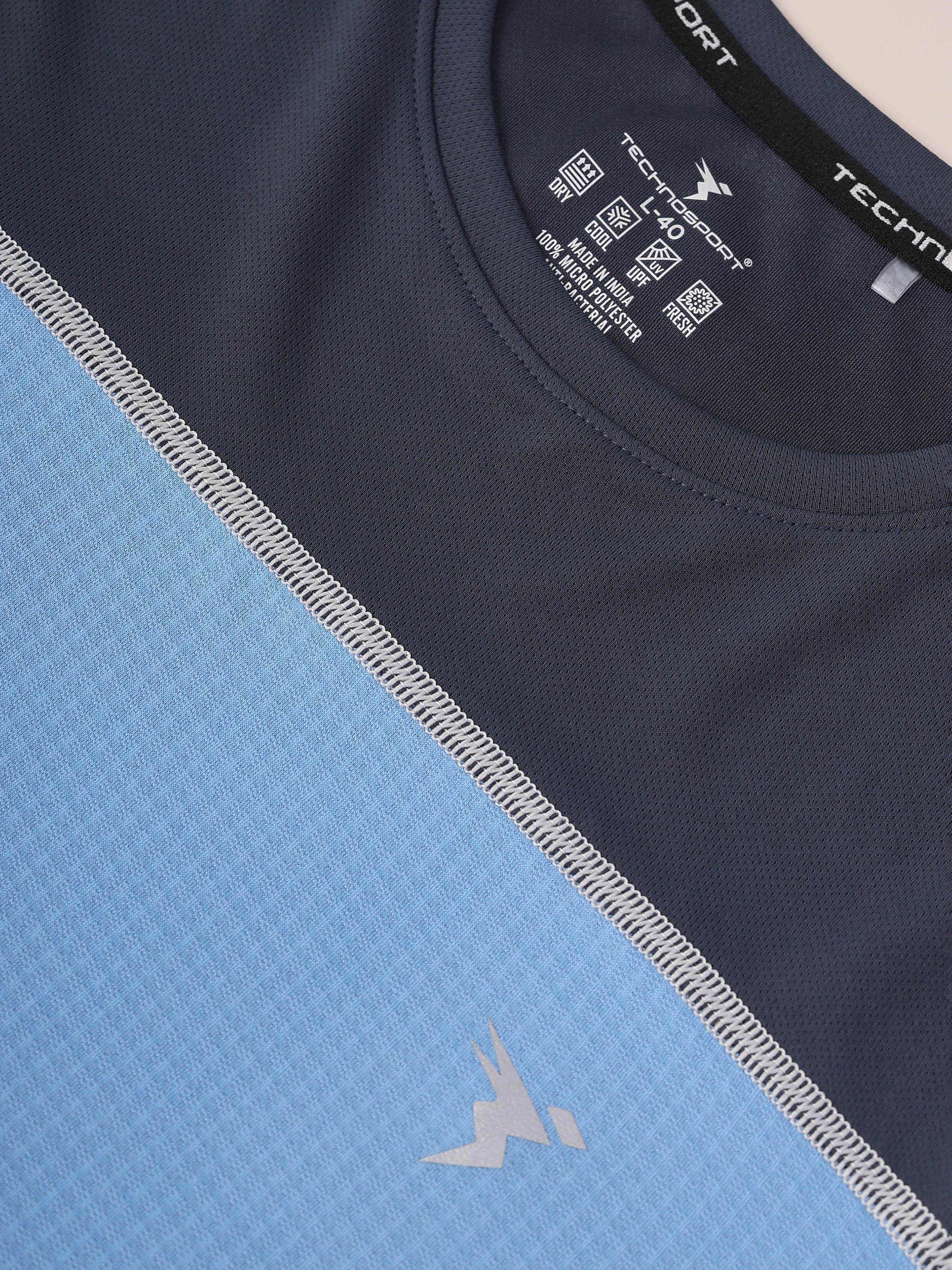 Men Colorblock Slim Fit Crew Neck T-shirt with TECHNO COOL+ - Image 5