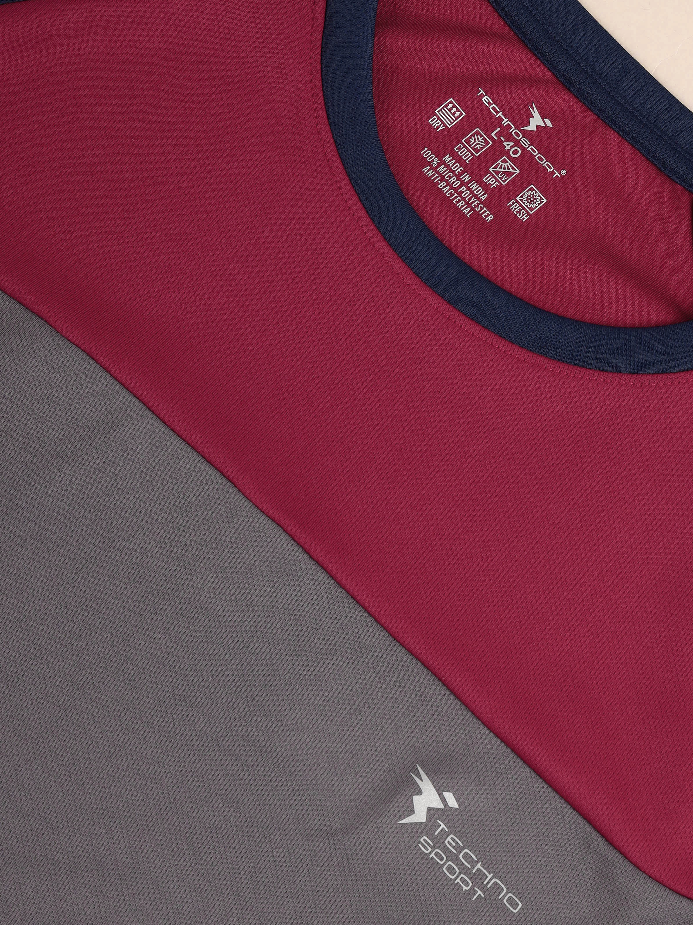 Men Colorblock Slim Fit Crew Neck T-shirt with TECHNO COOL+ - Image 7