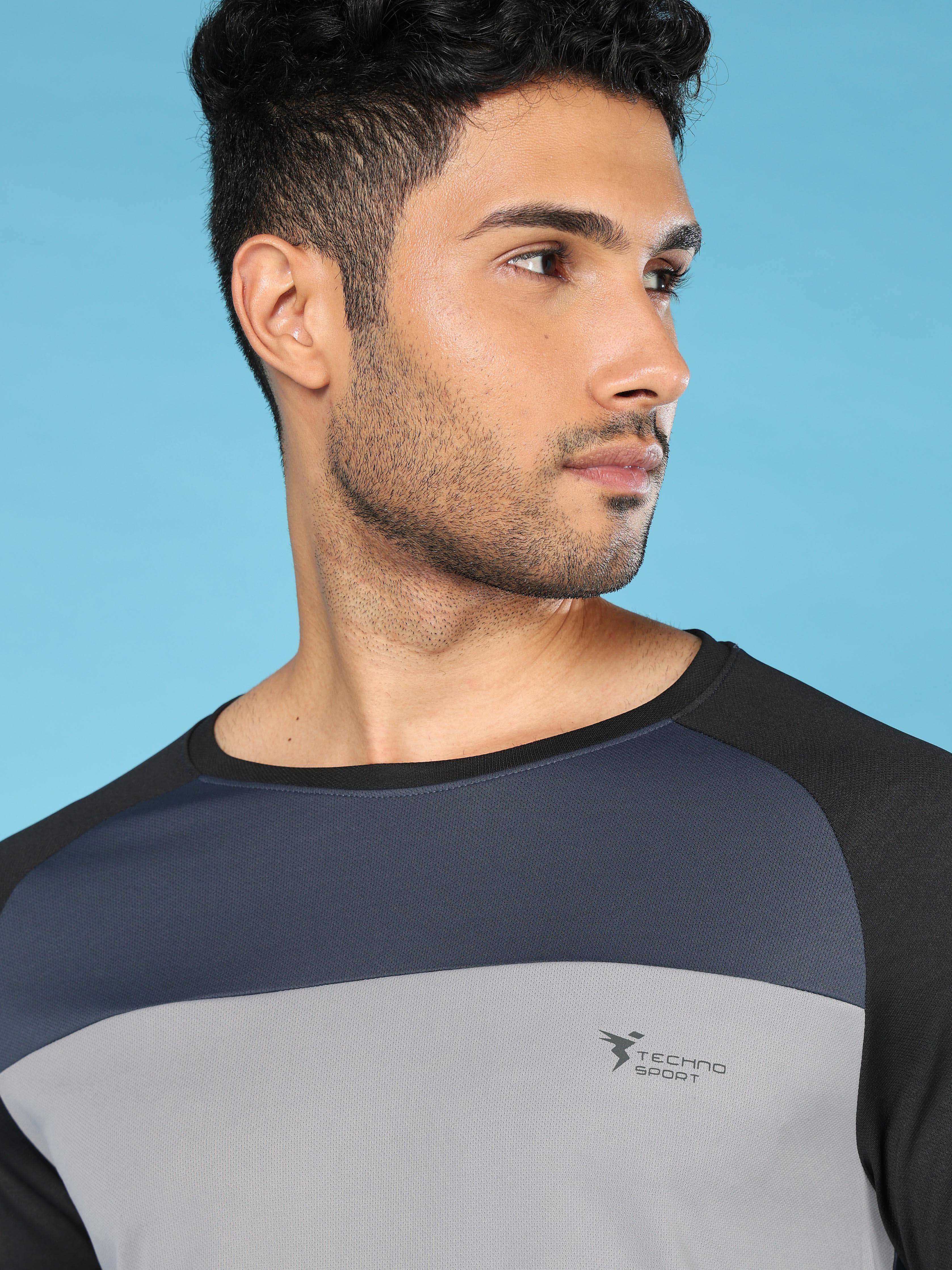 Men Colorblock Slim Fit Crew Neck T-shirt with TECHNO COOL+ - Image 6