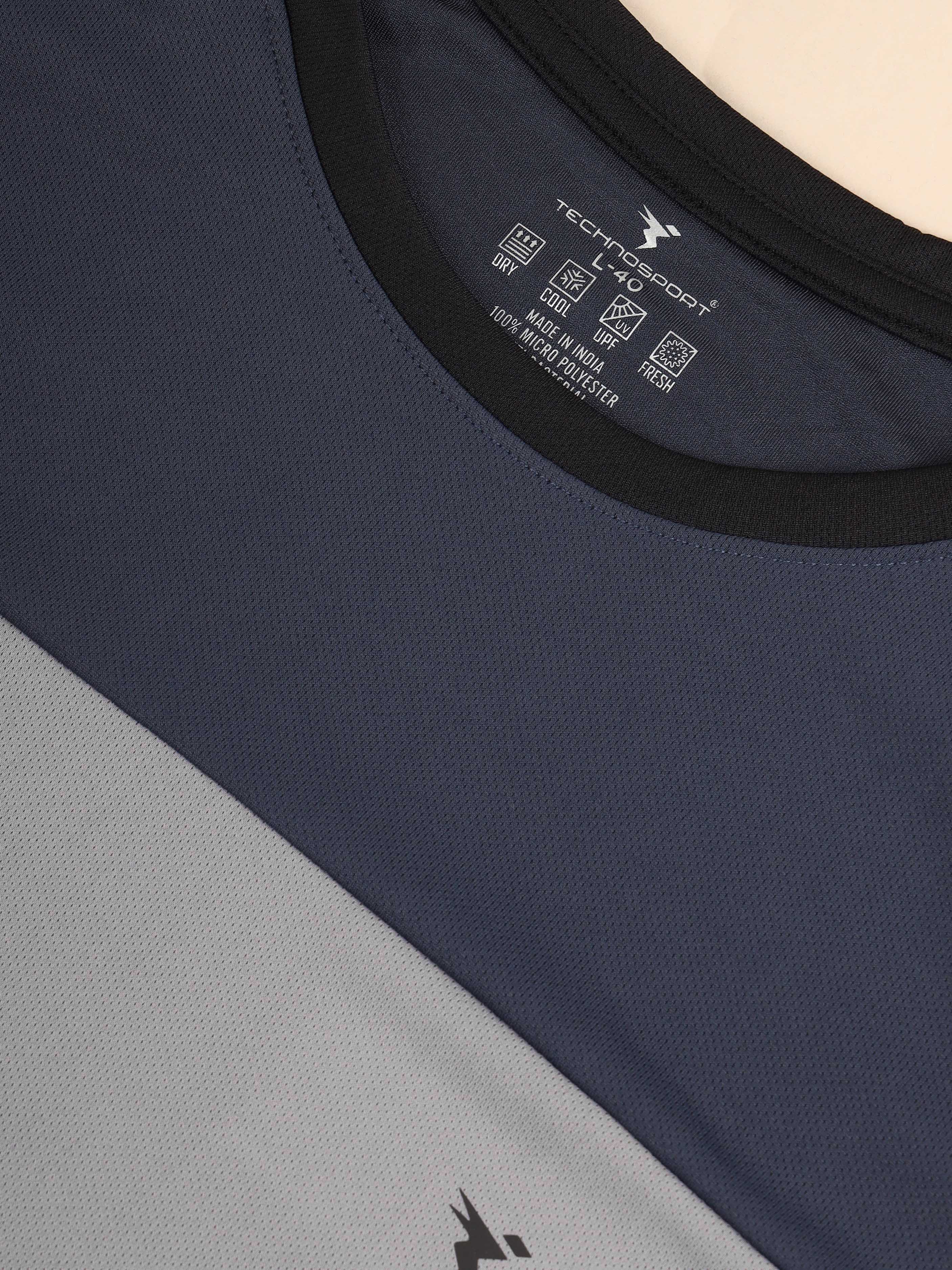 Men Colorblock Slim Fit Crew Neck T-shirt with TECHNO COOL+ - Image 7