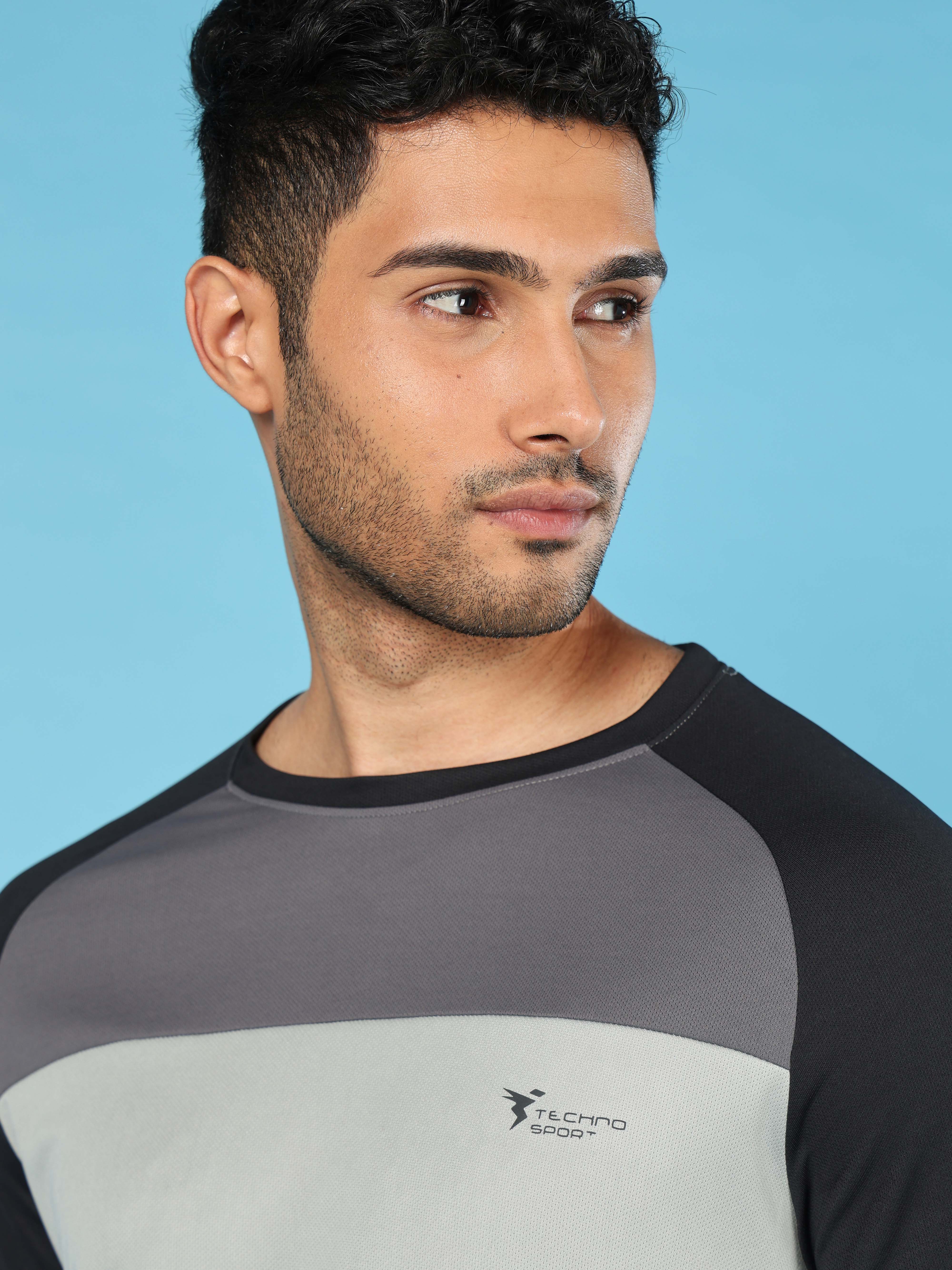 Men Colorblock Slim Fit Crew Neck T-shirt with TECHNO COOL+ - Image 6