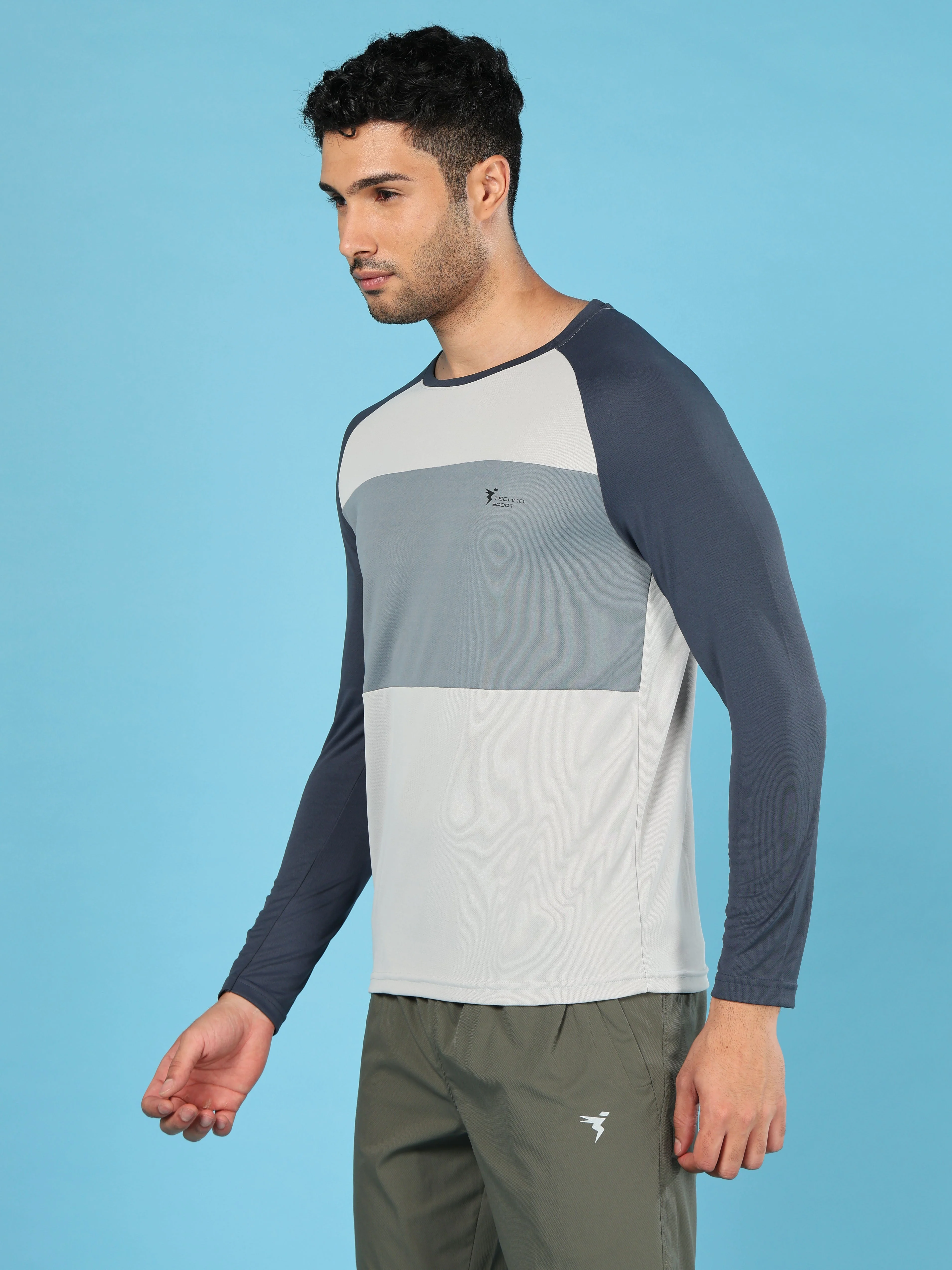 Men Colorblock Slim Fit Crew Neck T-shirt with TECHNO COOL+ - Image 4