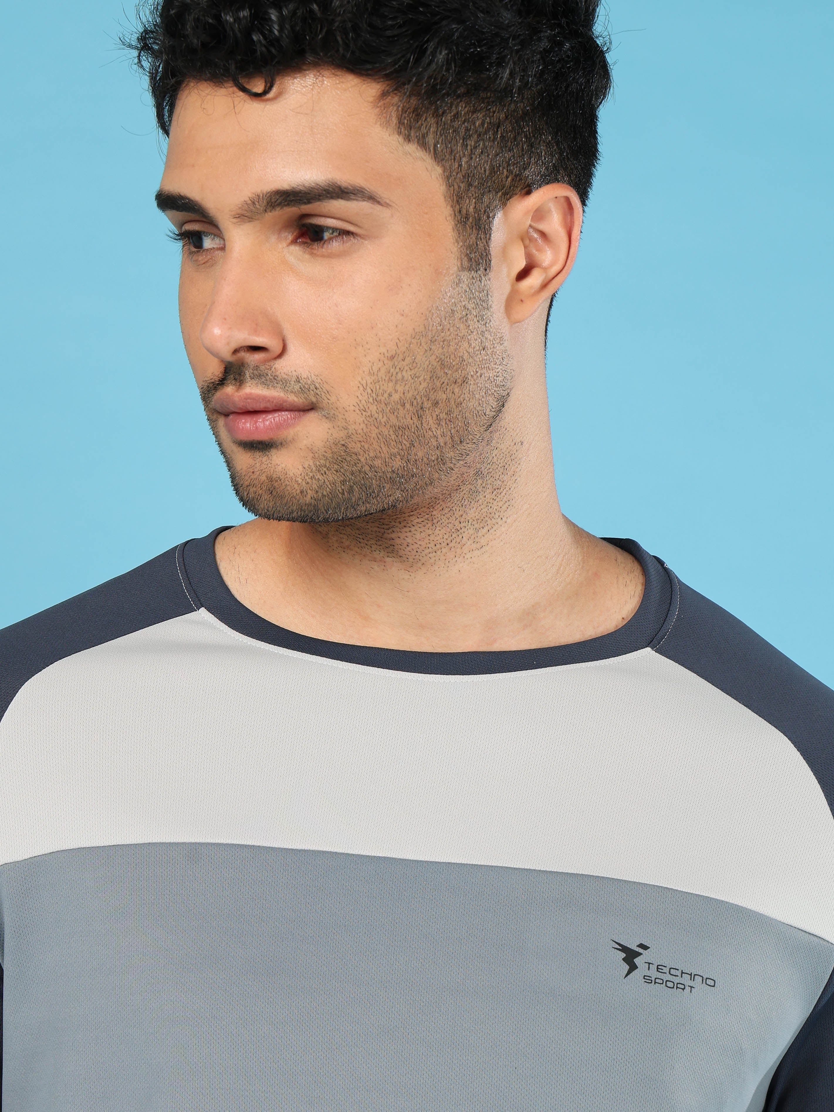 Men Colorblock Slim Fit Crew Neck T-shirt with TECHNO COOL+ - Image 6