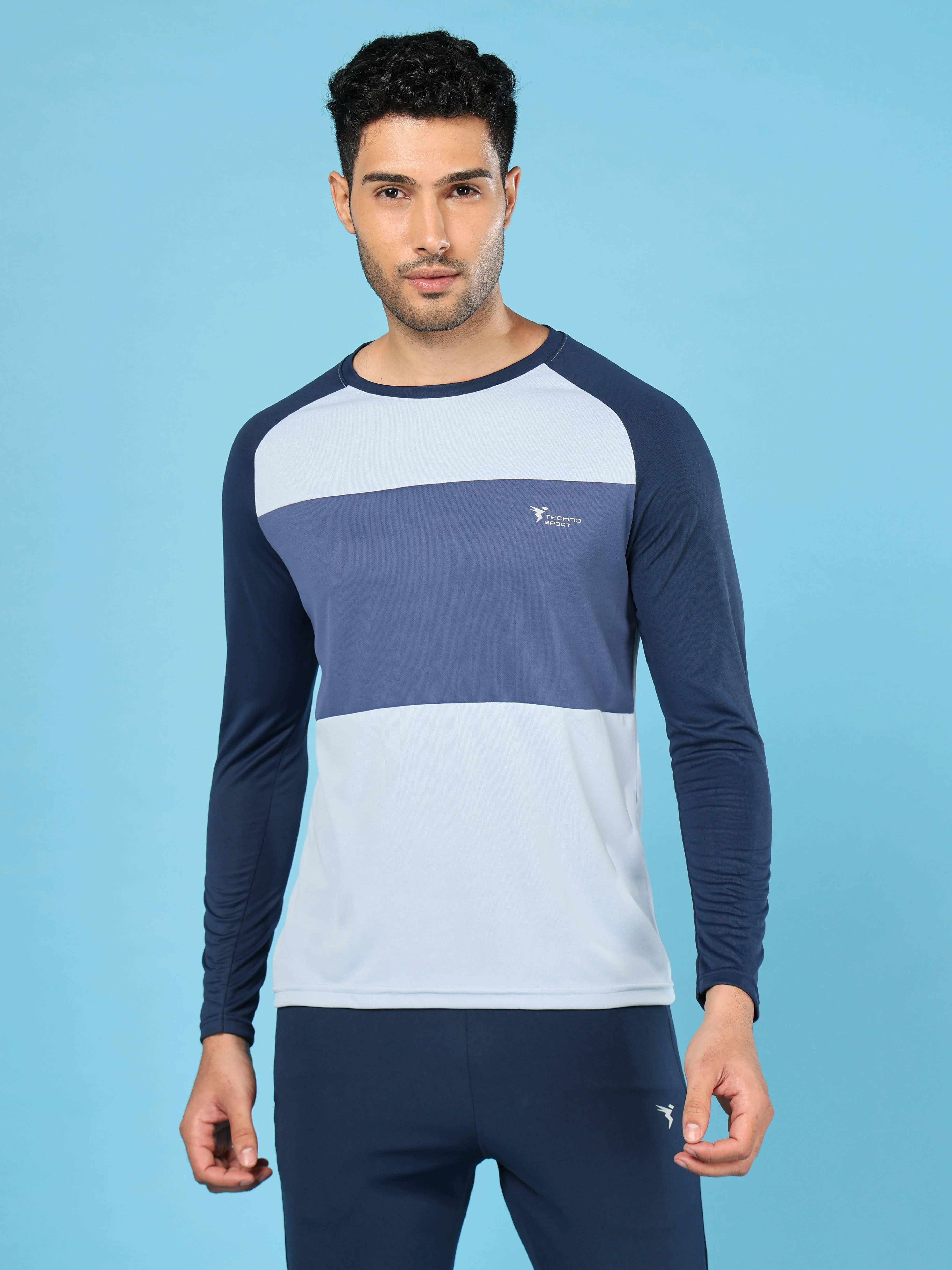 Men Colorblock Slim Fit Crew Neck T-shirt with TECHNO COOL+