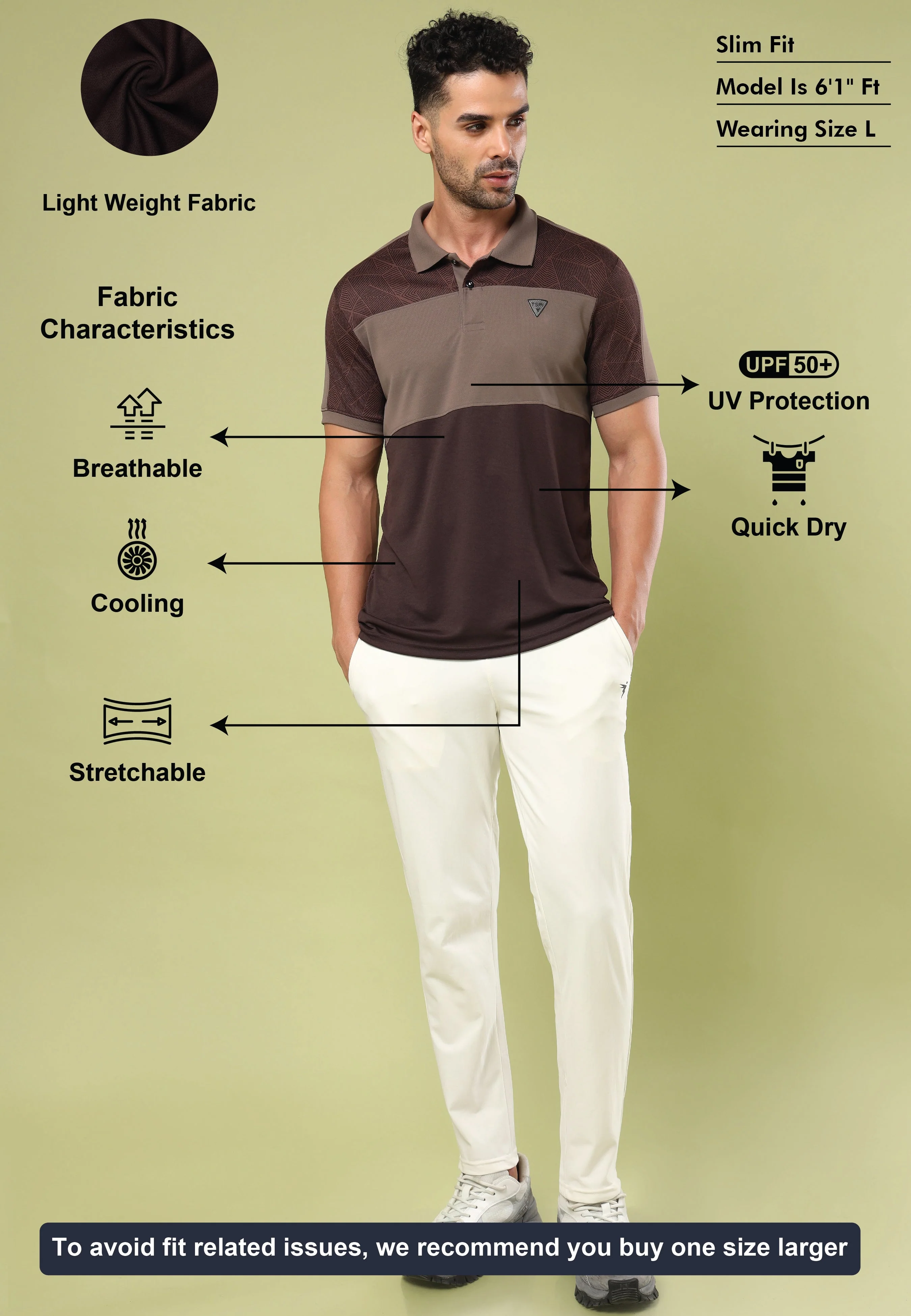 Men Colorblock Slim Fit Polo Sports T-shirt with DOUBLE COOL - Image 5