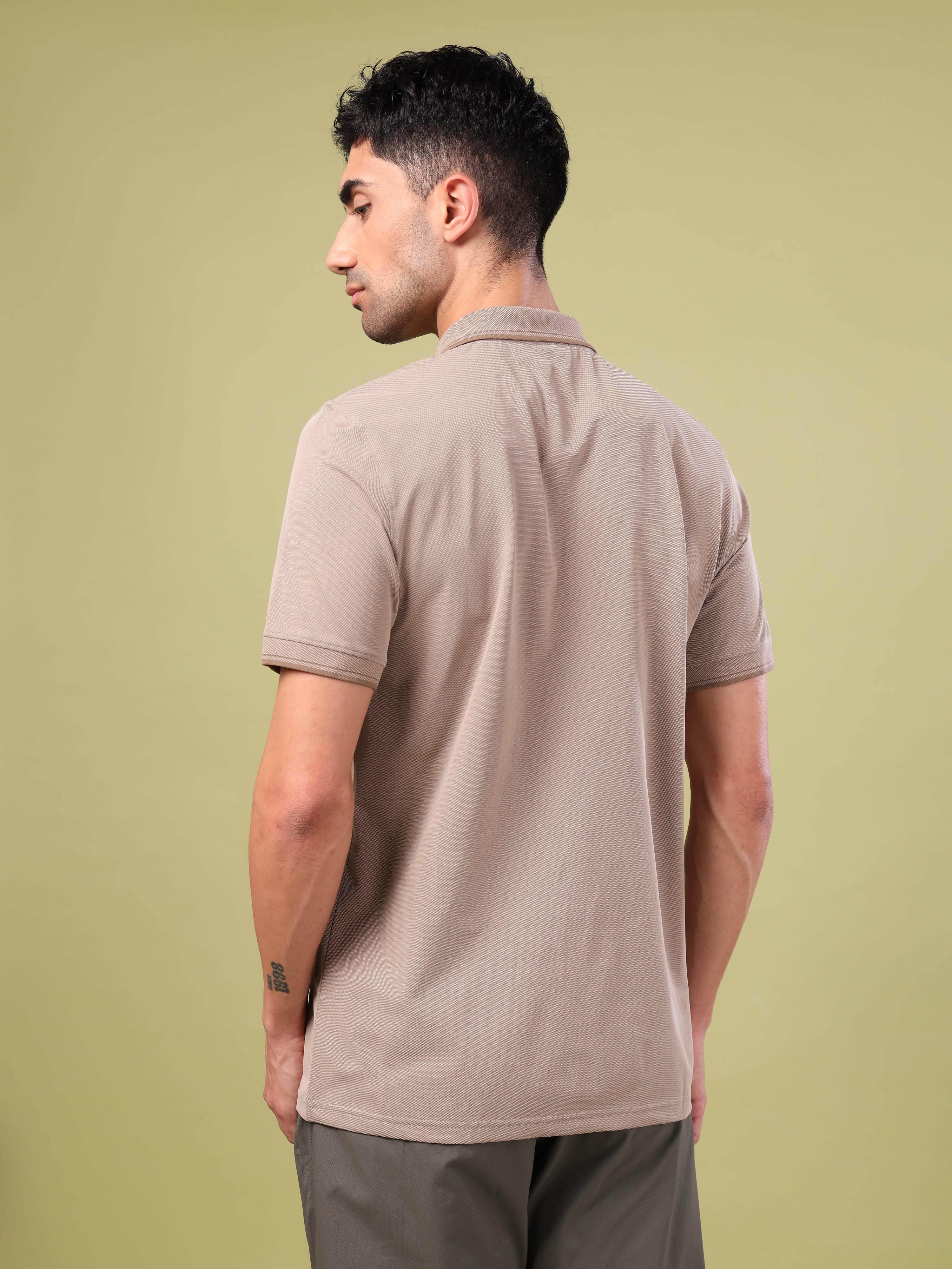Men Solid Slim Fit Polo T-shirt with ELASTO PLUS - Image 3