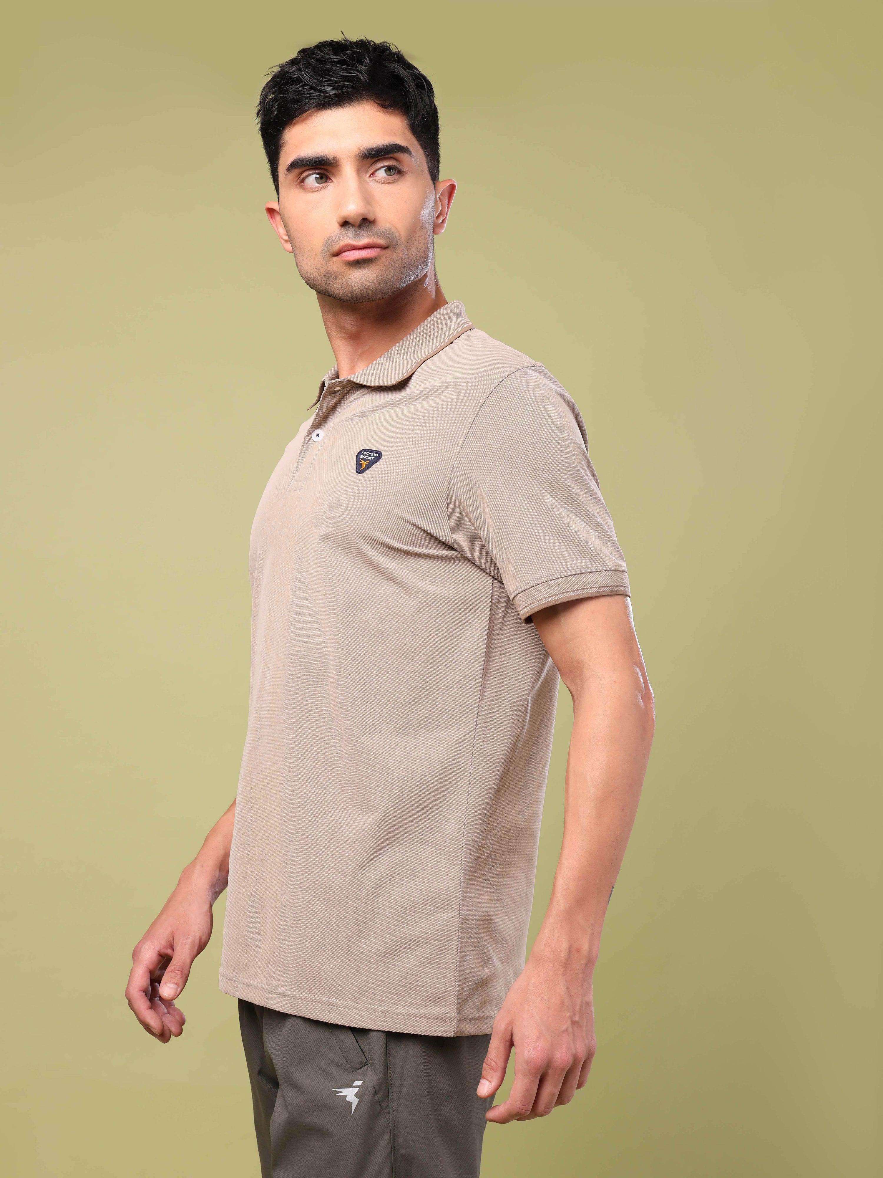 Men Solid Slim Fit Polo T-shirt with ELASTO PLUS - Image 4