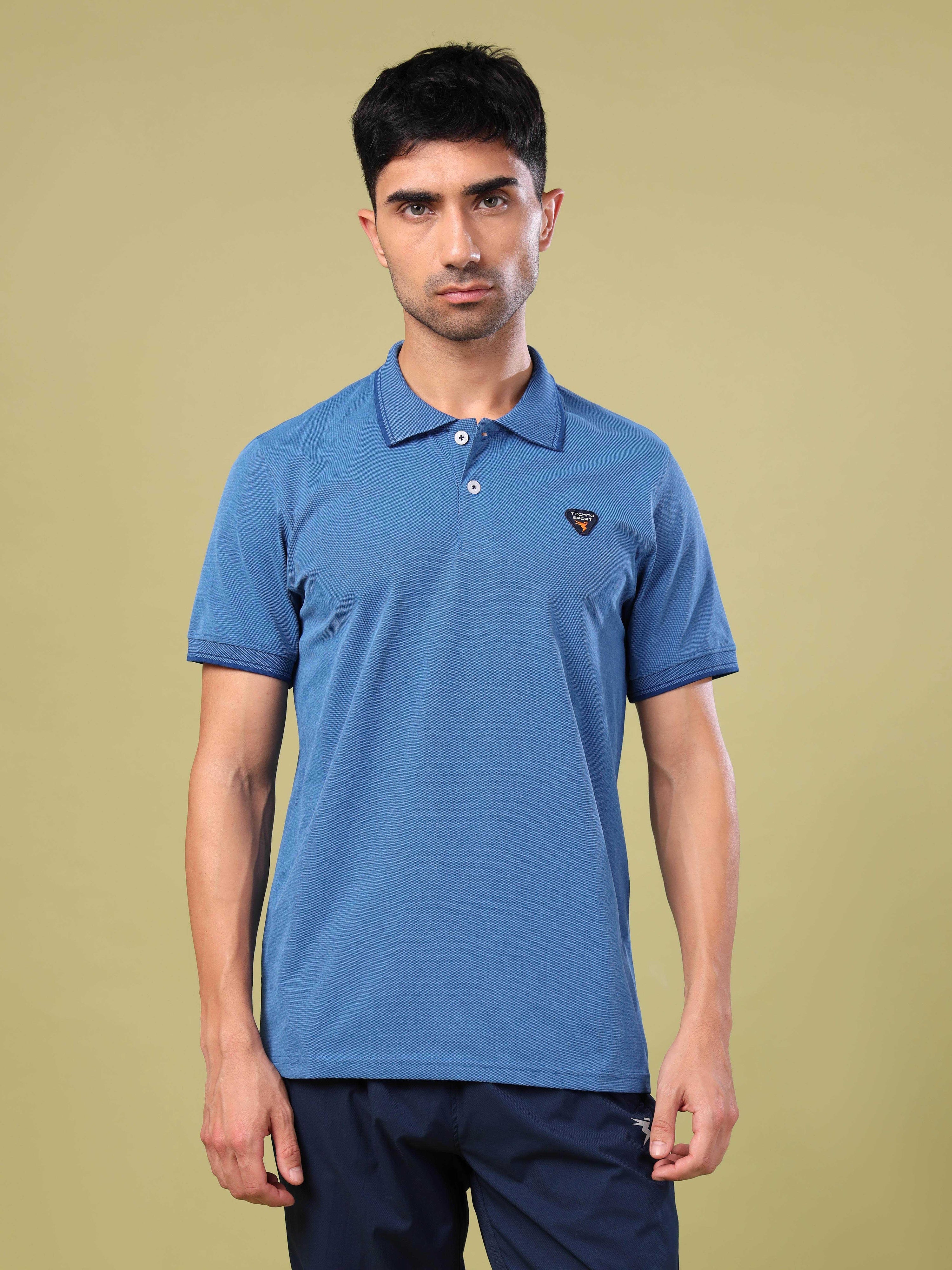 Men Solid Slim Fit Polo T-shirt with ELASTO PLUS - Image 2