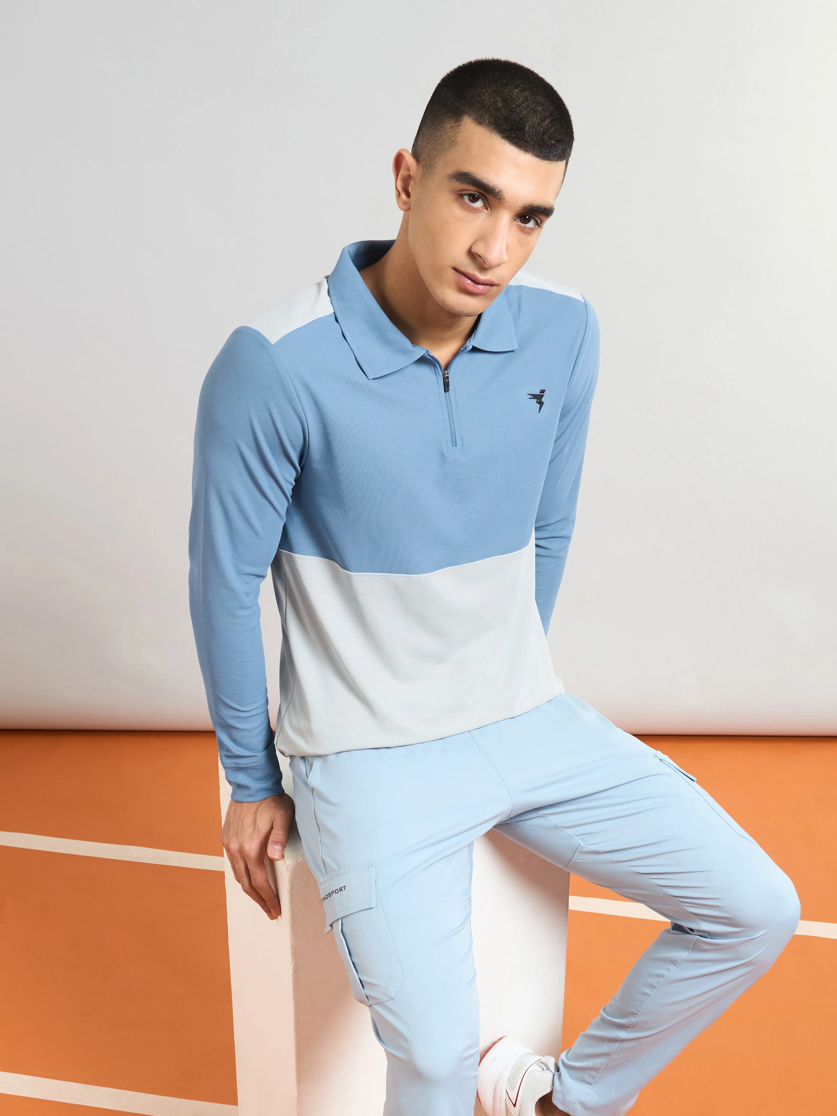 Men Colorblock Slim Fit Polo T-shirt with MATPIQ - Image 2