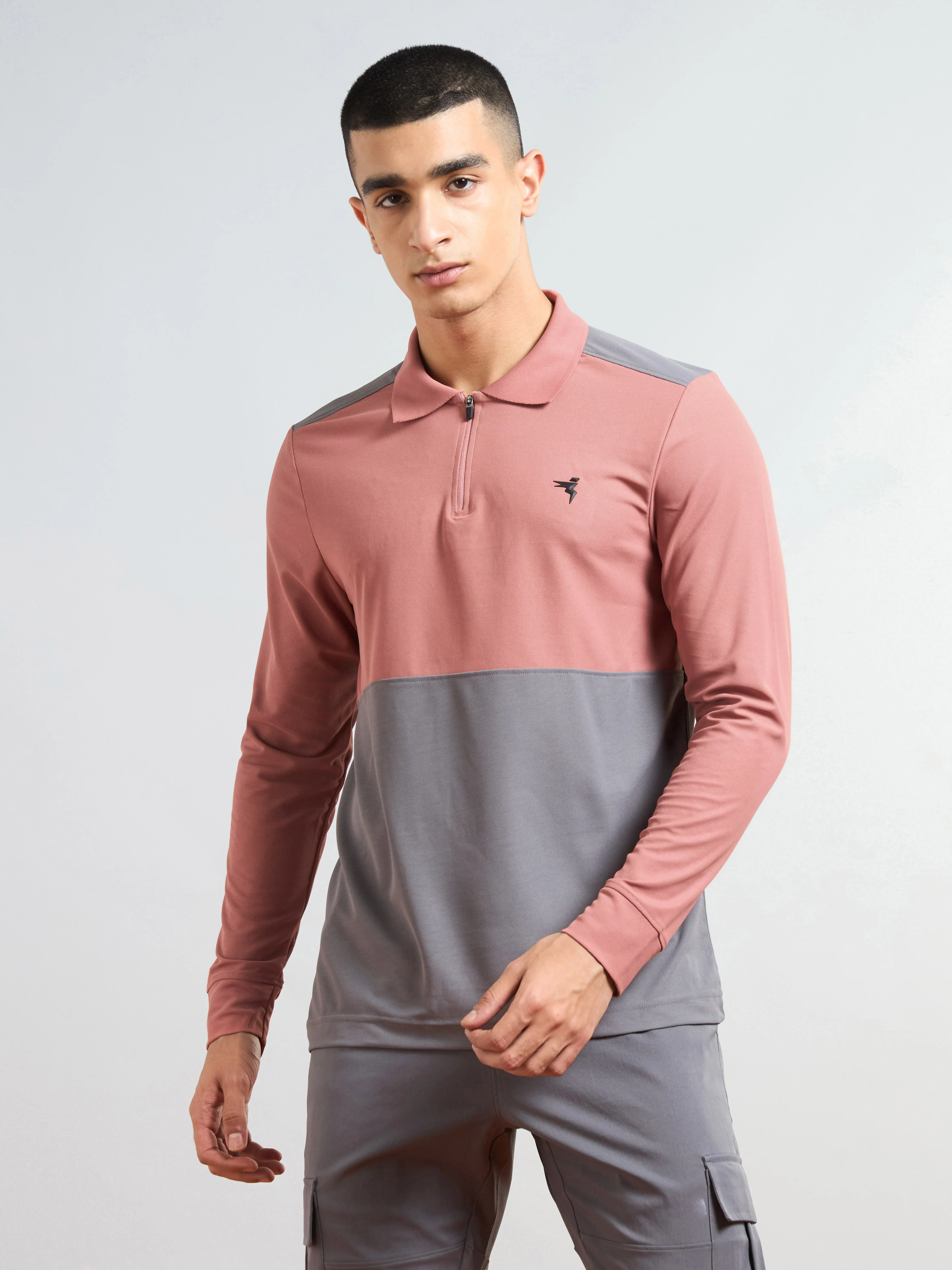 Men Colorblock Slim Fit Polo T-shirt with MATPIQ - Image 2