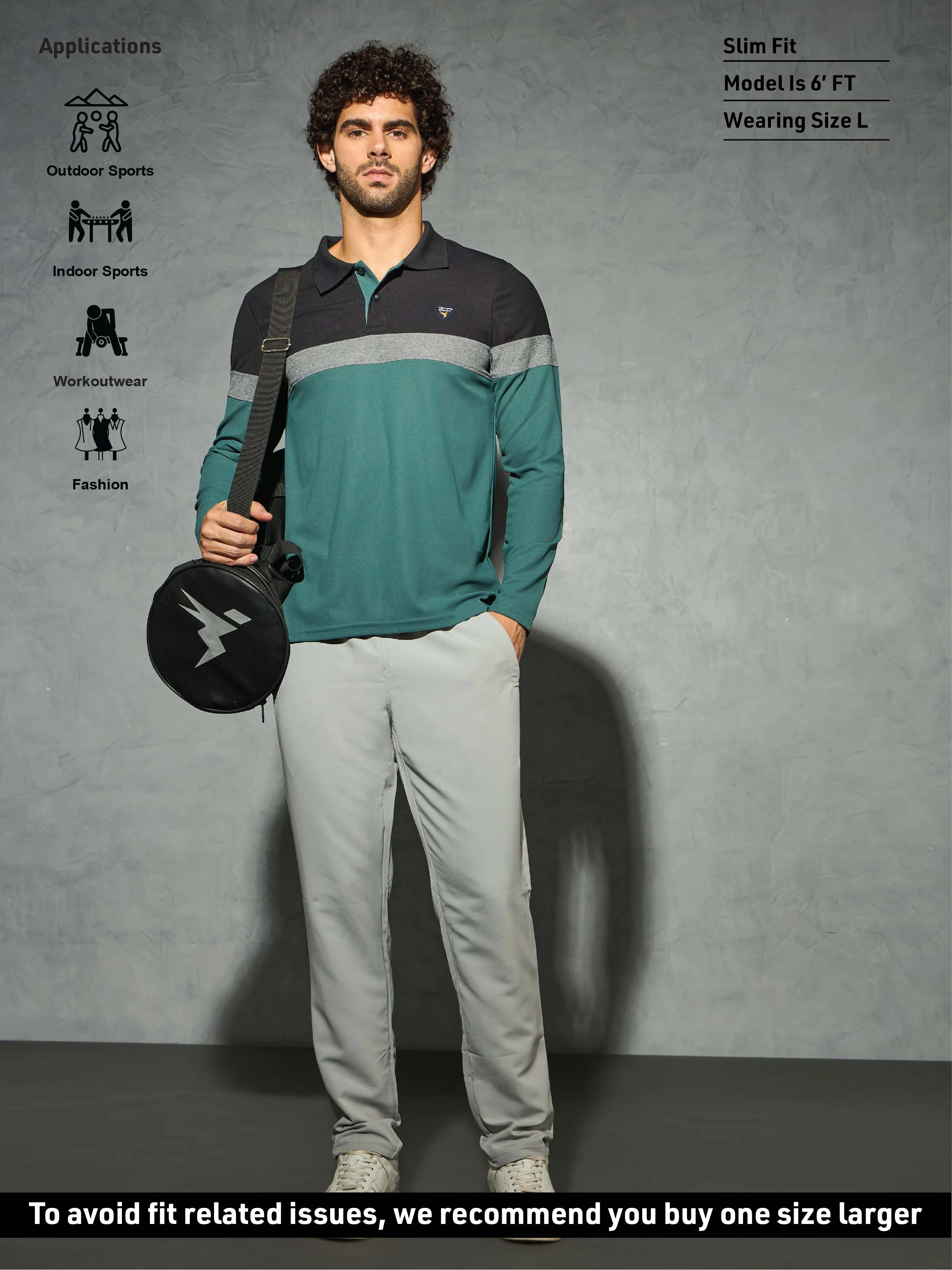 Men Colorblock Slim Fit Polo T-shirt with MATPIQ - Image 5