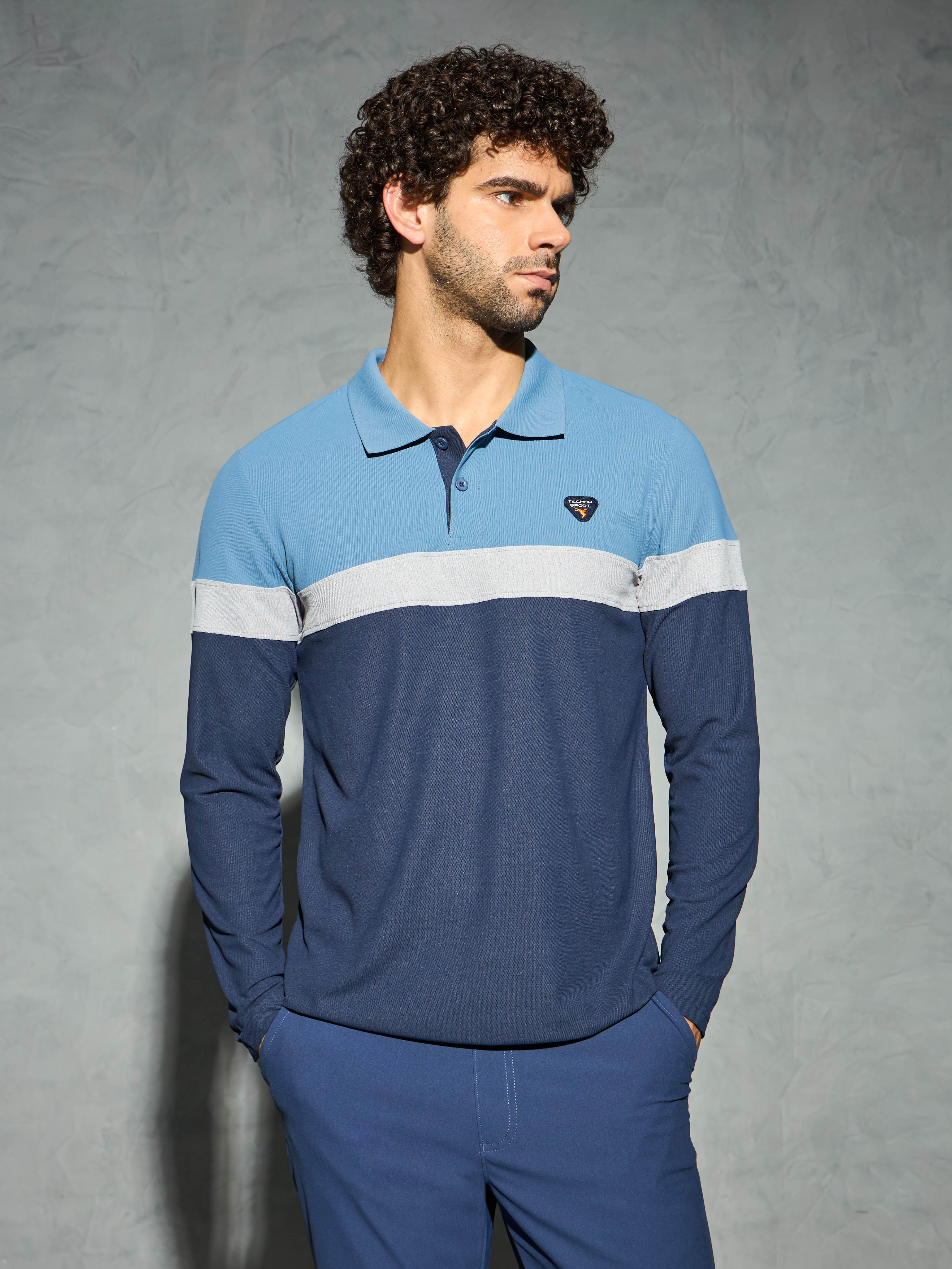 Men Colorblock Slim Fit Polo T-shirt with MATPIQ - Image 2