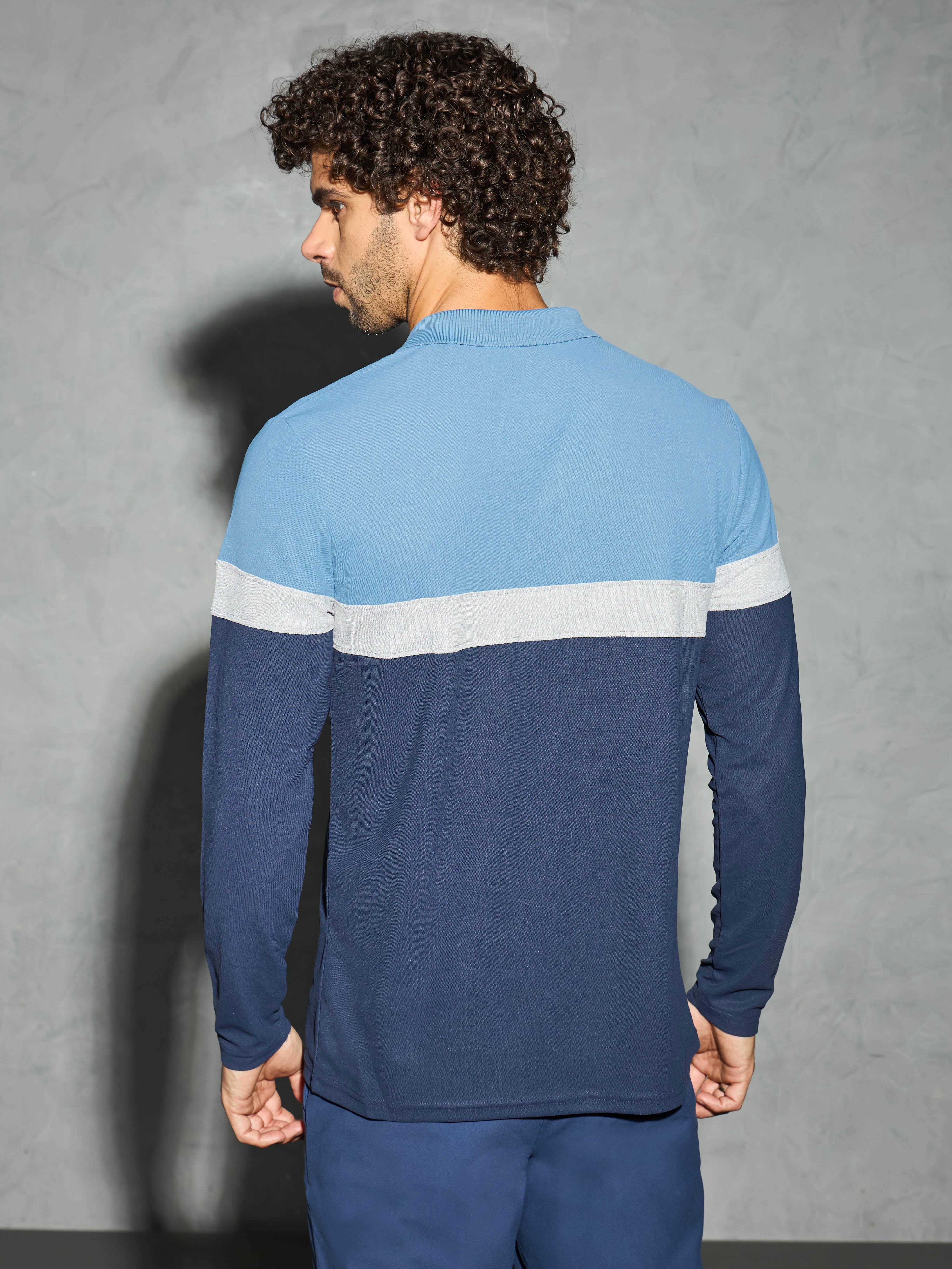 Men Colorblock Slim Fit Polo T-shirt with MATPIQ - Image 3