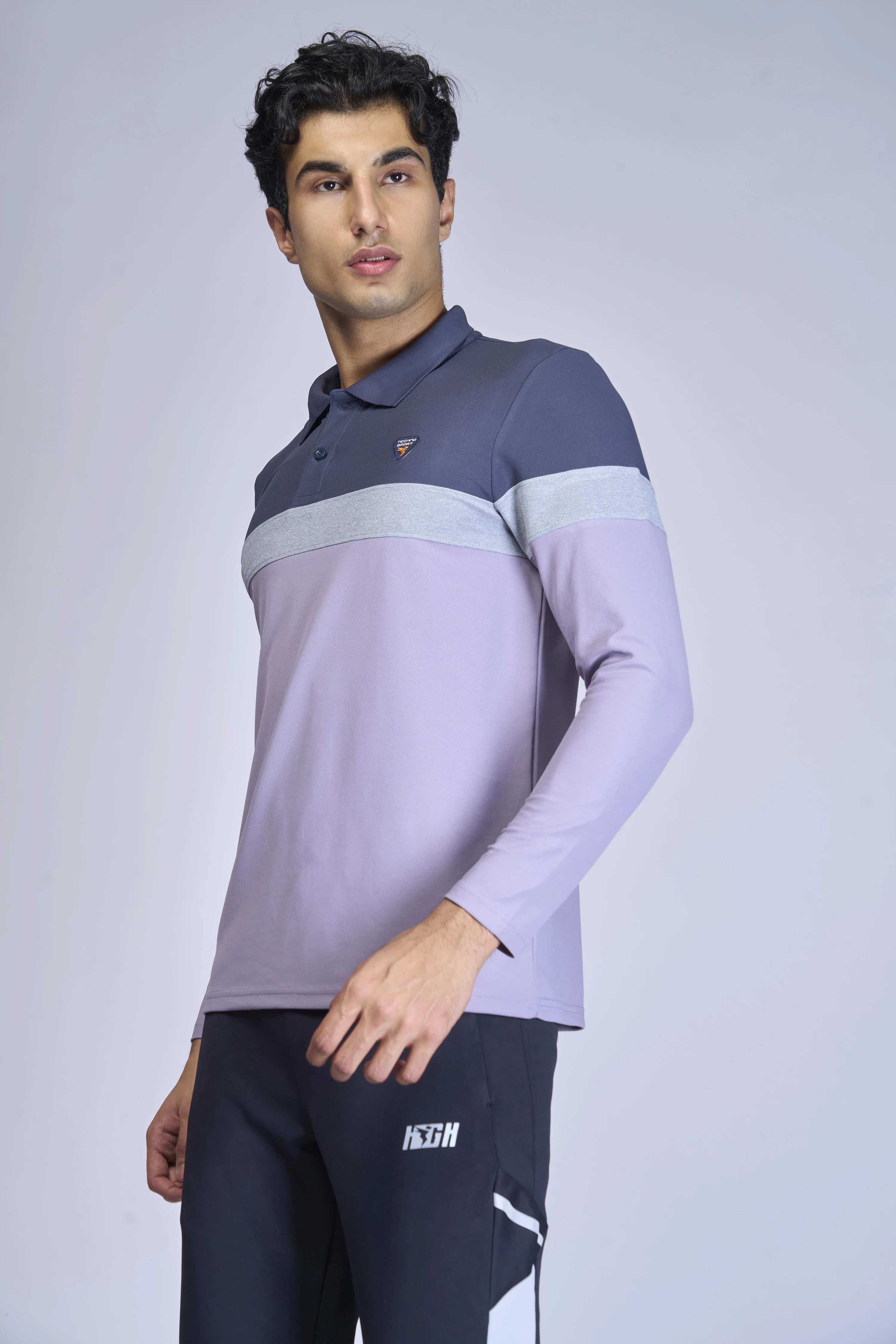 Men Colorblock Slim Fit Polo T-shirt with MATPIQ - Image 3